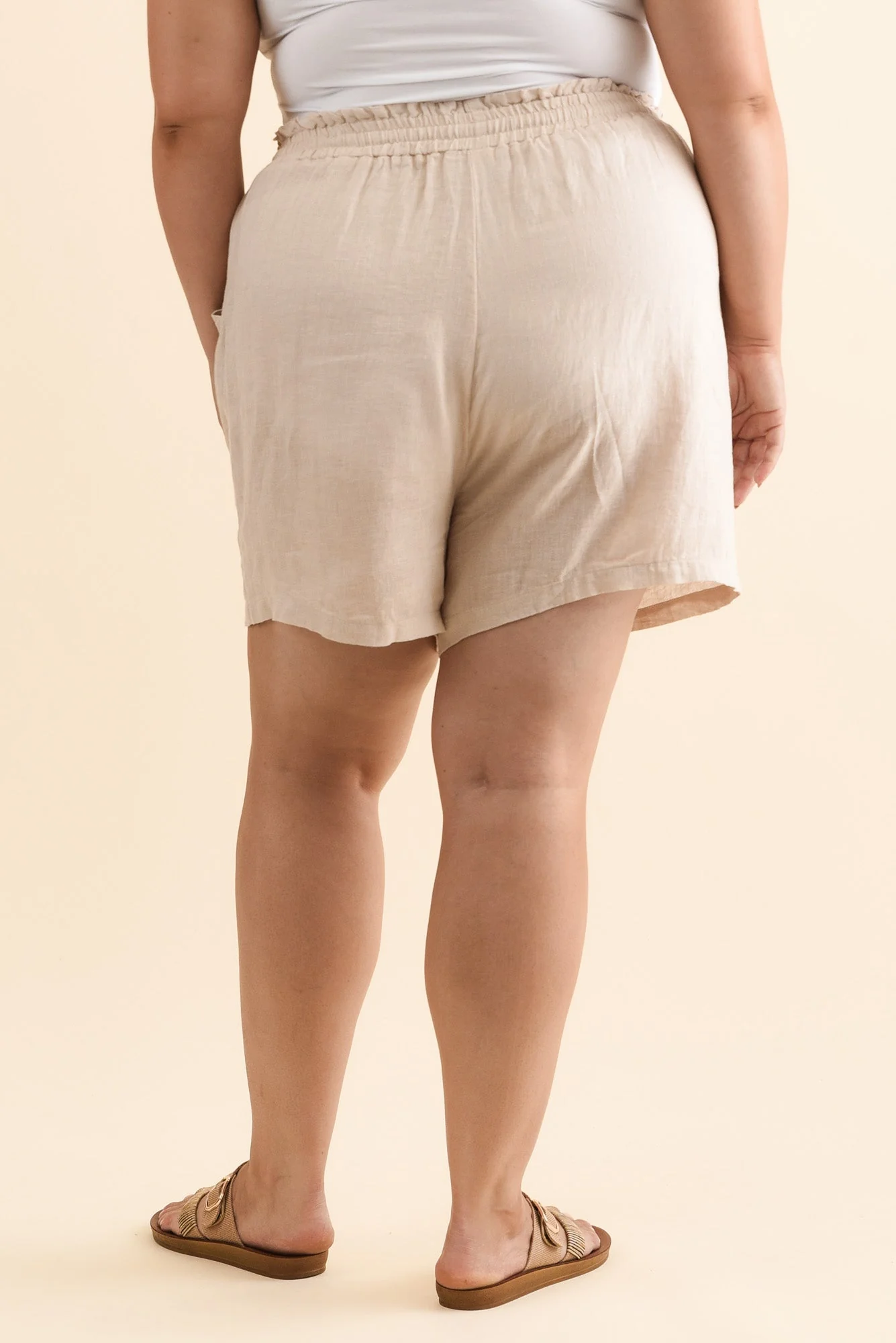 Astoria Natural Linen Drawstring Shorts - Image 11