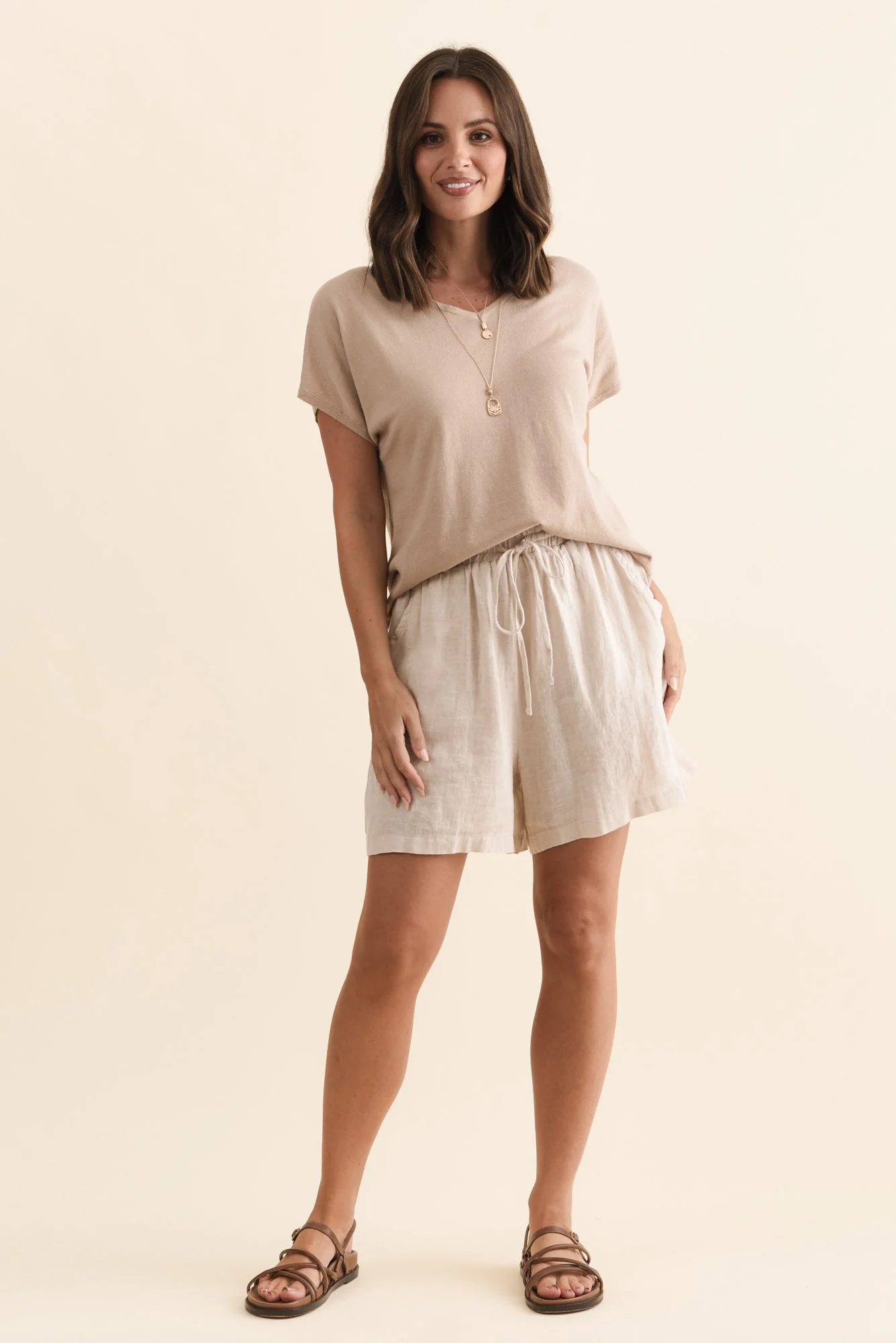 Astoria Natural Linen Drawstring Shorts - Image 6