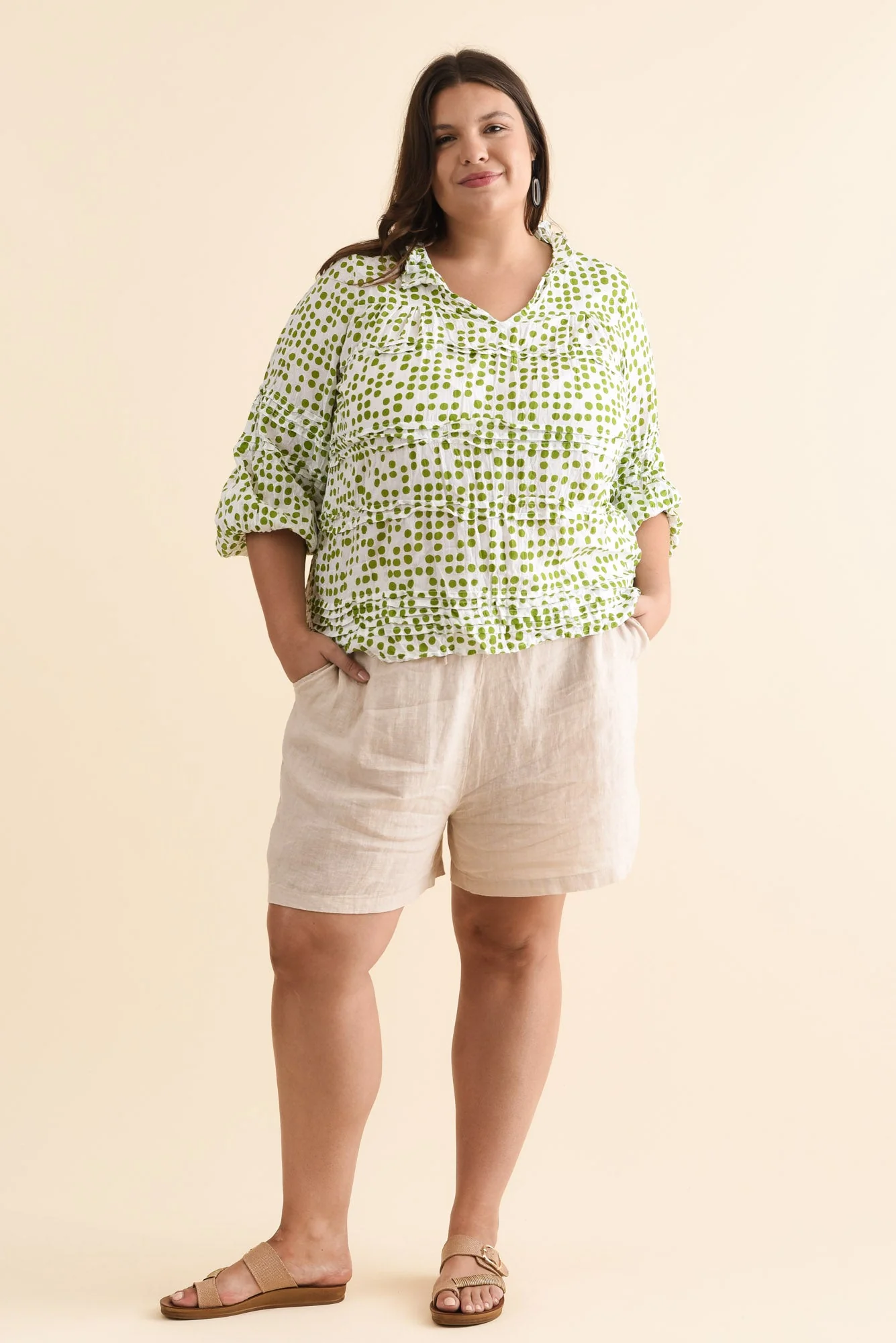 Astoria Natural Linen Drawstring Shorts - Image 9