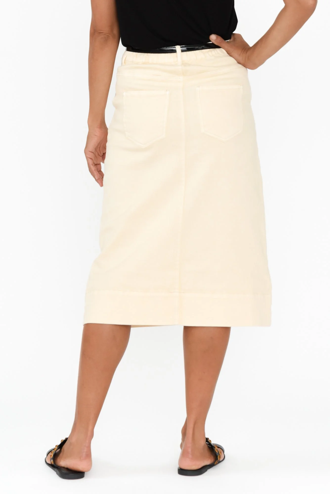 Astra Cream Denim Midi Skirt - Image 5
