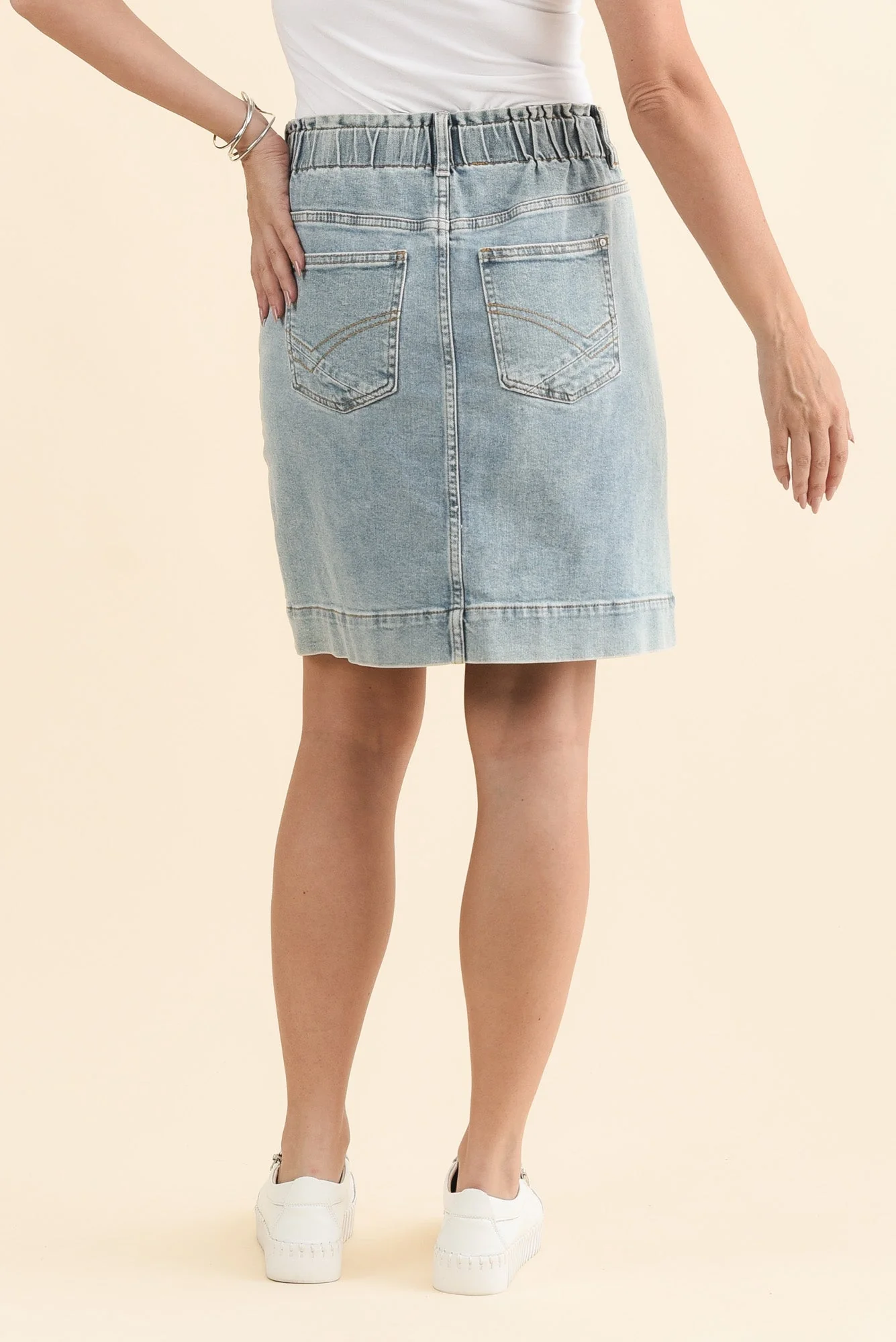 Atlas Blue Denim Stretch Skirt - Image 4