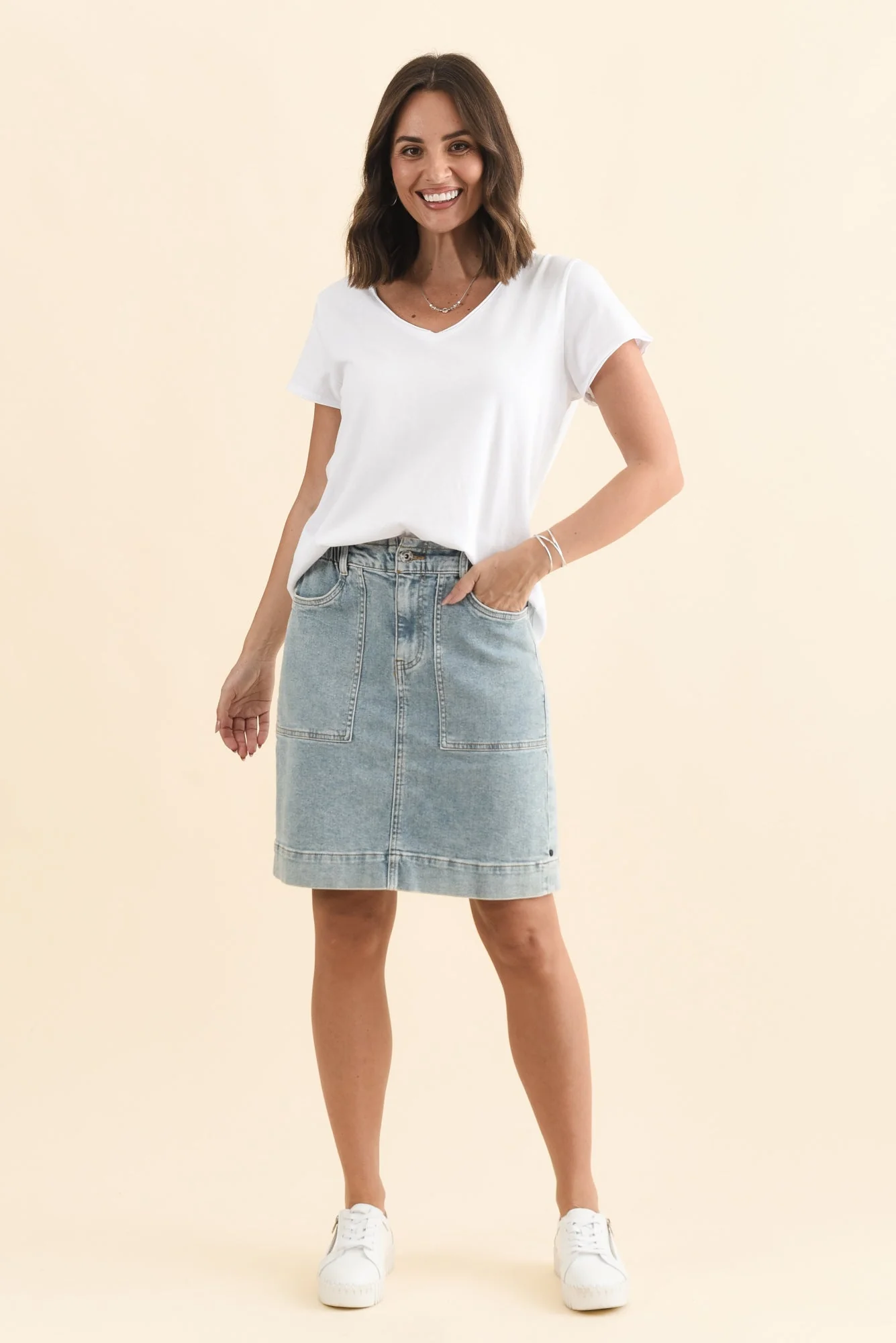 Atlas Blue Denim Stretch Skirt - Image 6