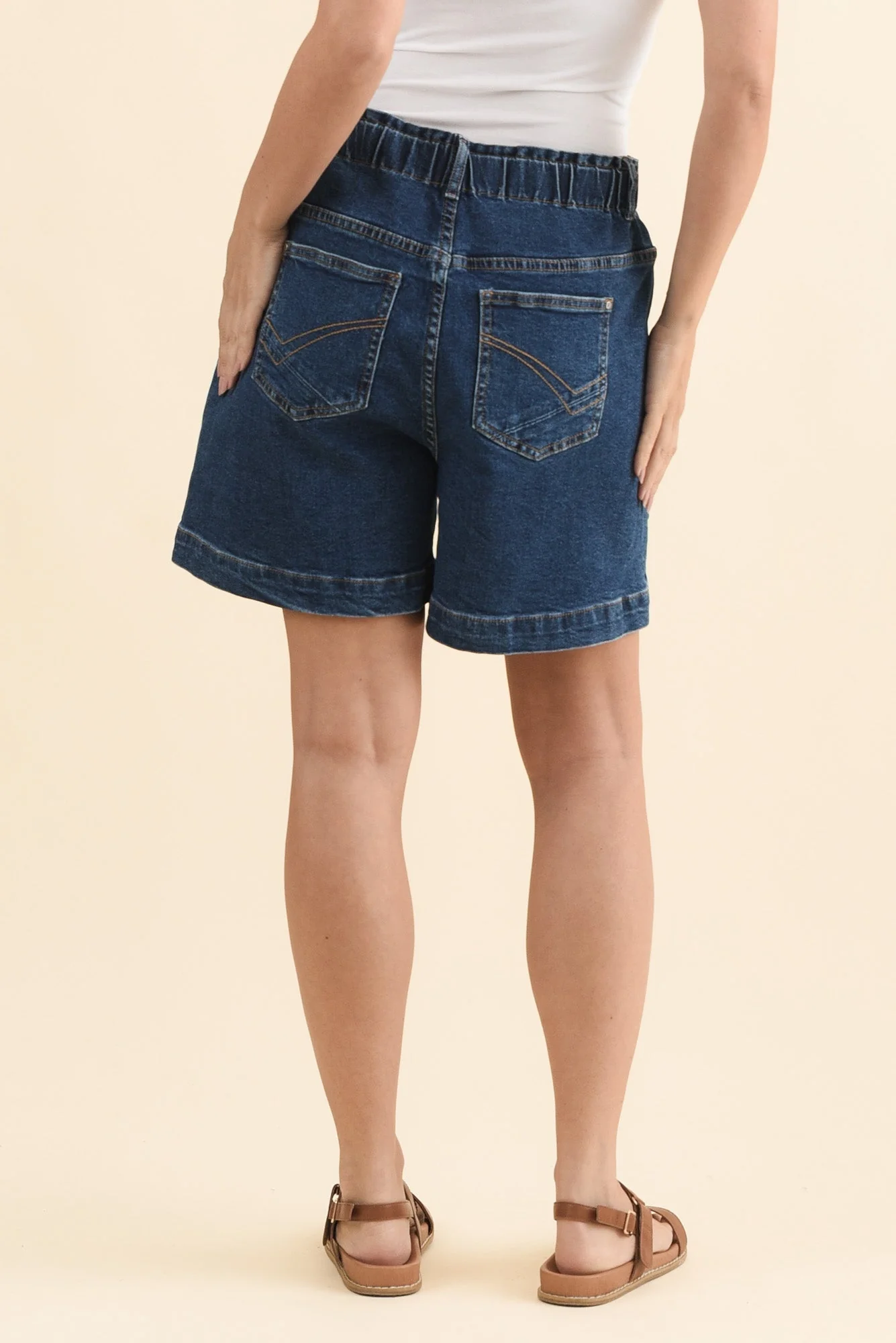 Atlas Dark Blue Denim Stretch Shorts - Image 4