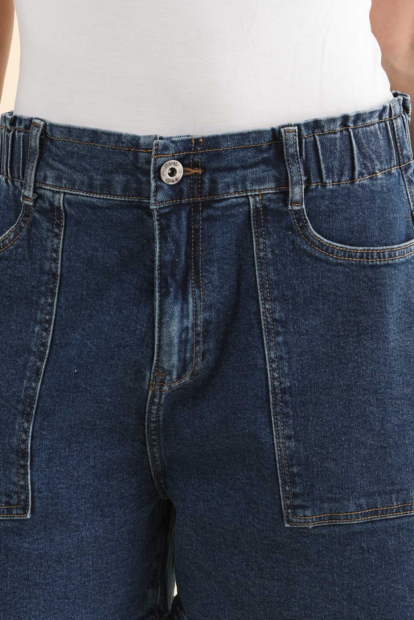 Atlas Dark Blue Denim Stretch Shorts - Image 5