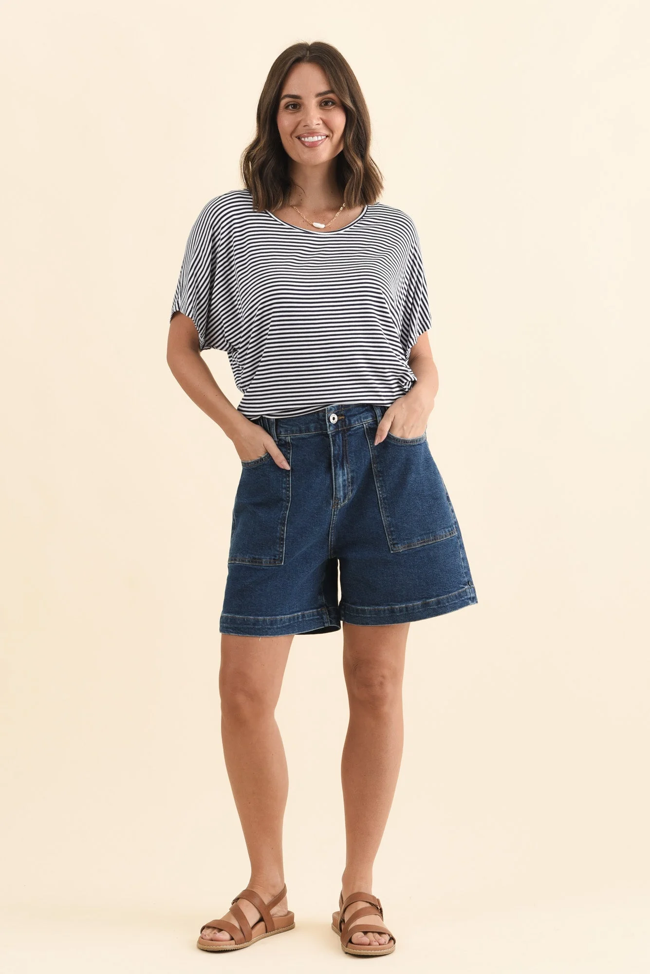 Atlas Dark Blue Denim Stretch Shorts - Image 6