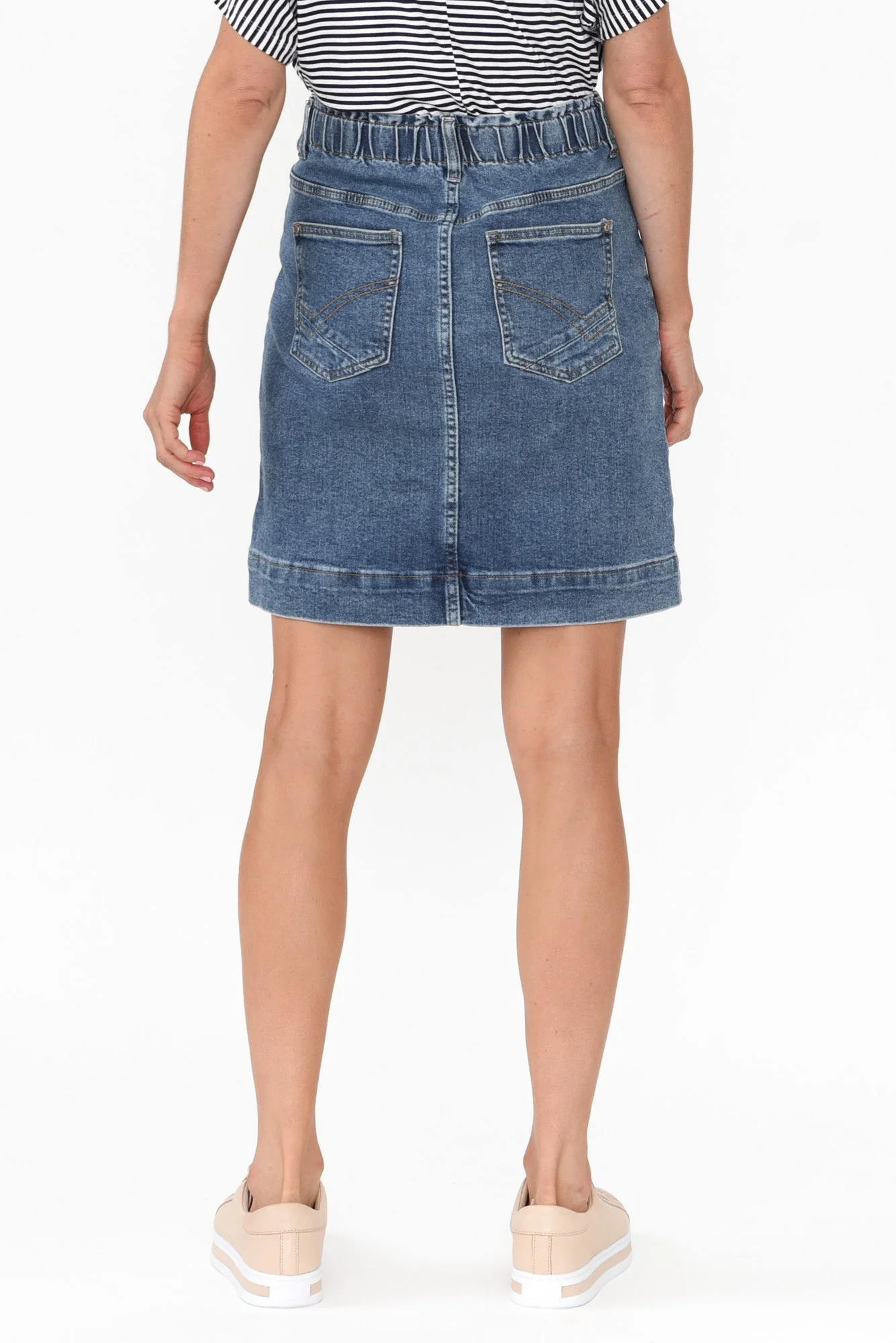 Atlas Dark Blue Denim Stretch Skirt - Image 4