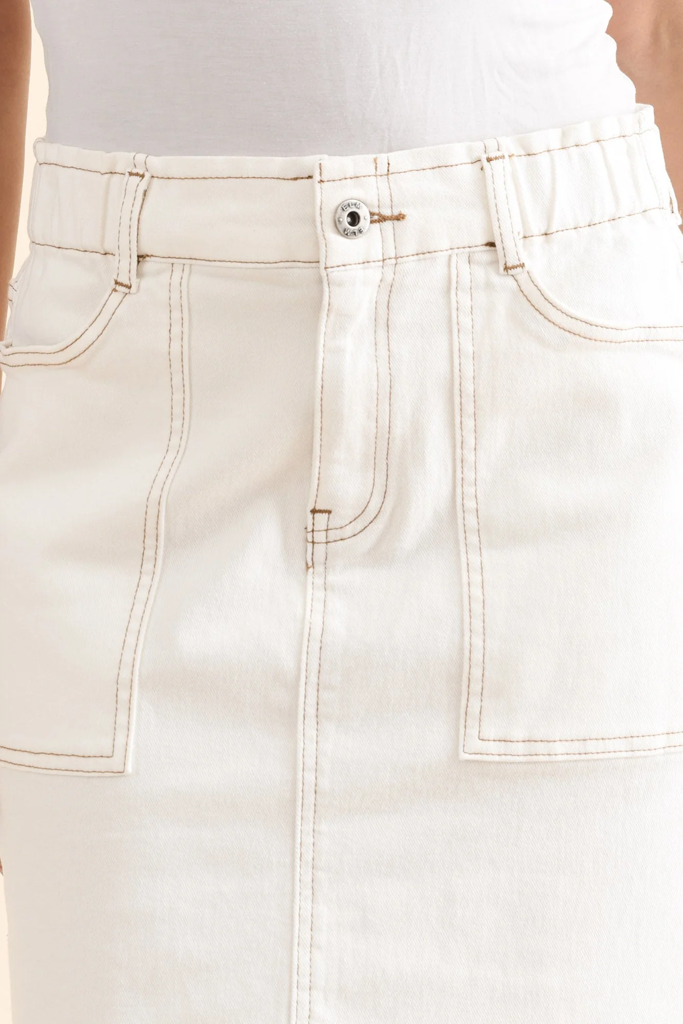 Atlas White Denim Stretch Skirt - Image 5