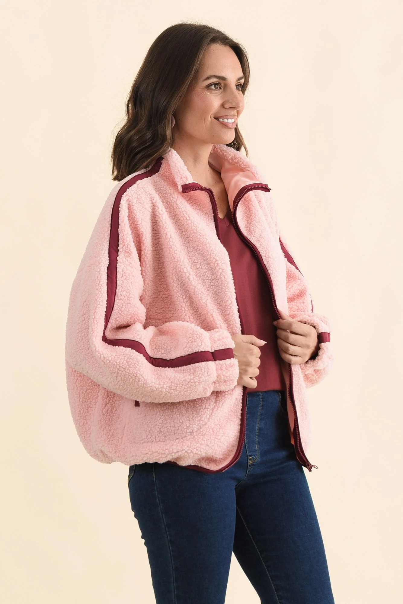 Aubrey Pink Fleece Jacket - Image 3