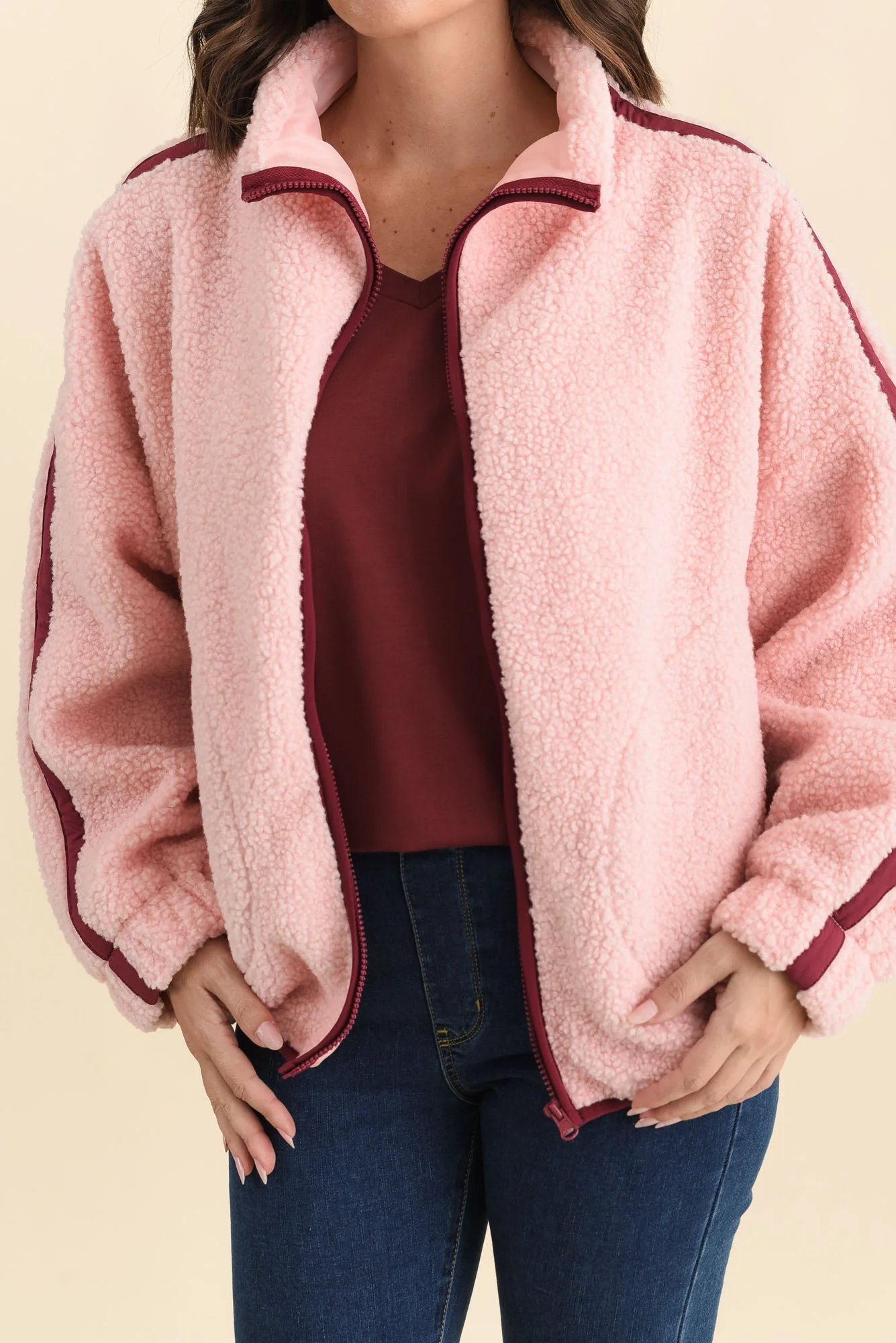 Aubrey Pink Fleece Jacket - Image 5