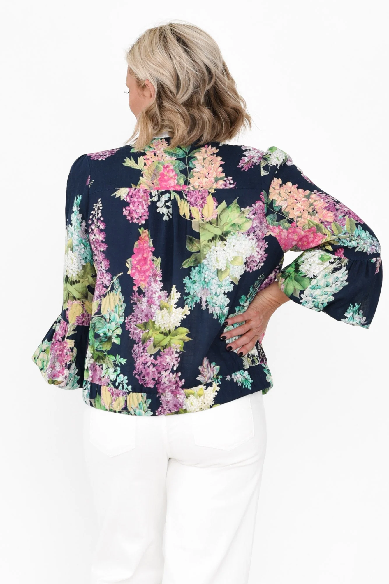 Augustine Navy Wisteria Linen Blend Jacket - Image 6