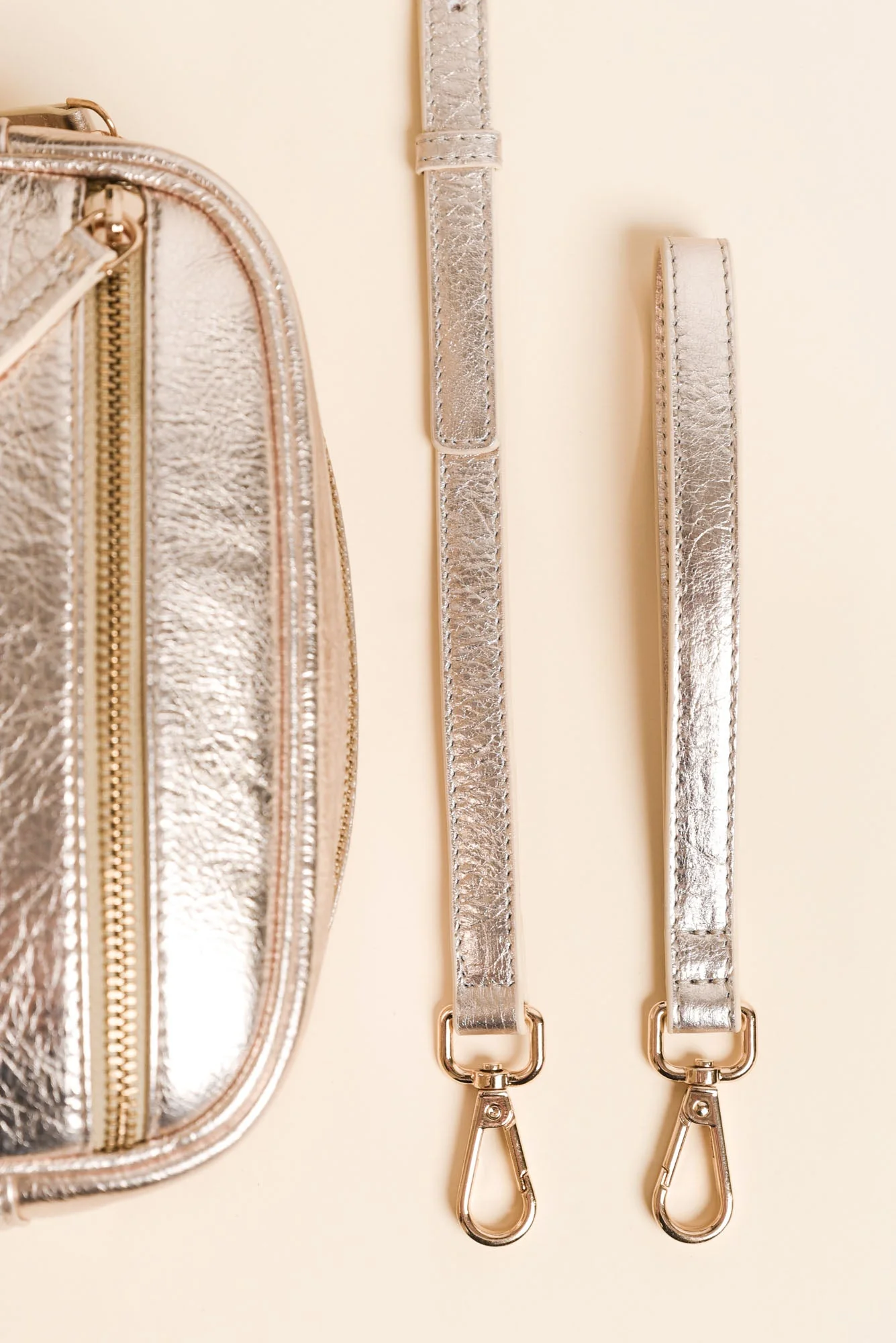 Aurora Champagne Metallic Crossbody Bag - Image 3
