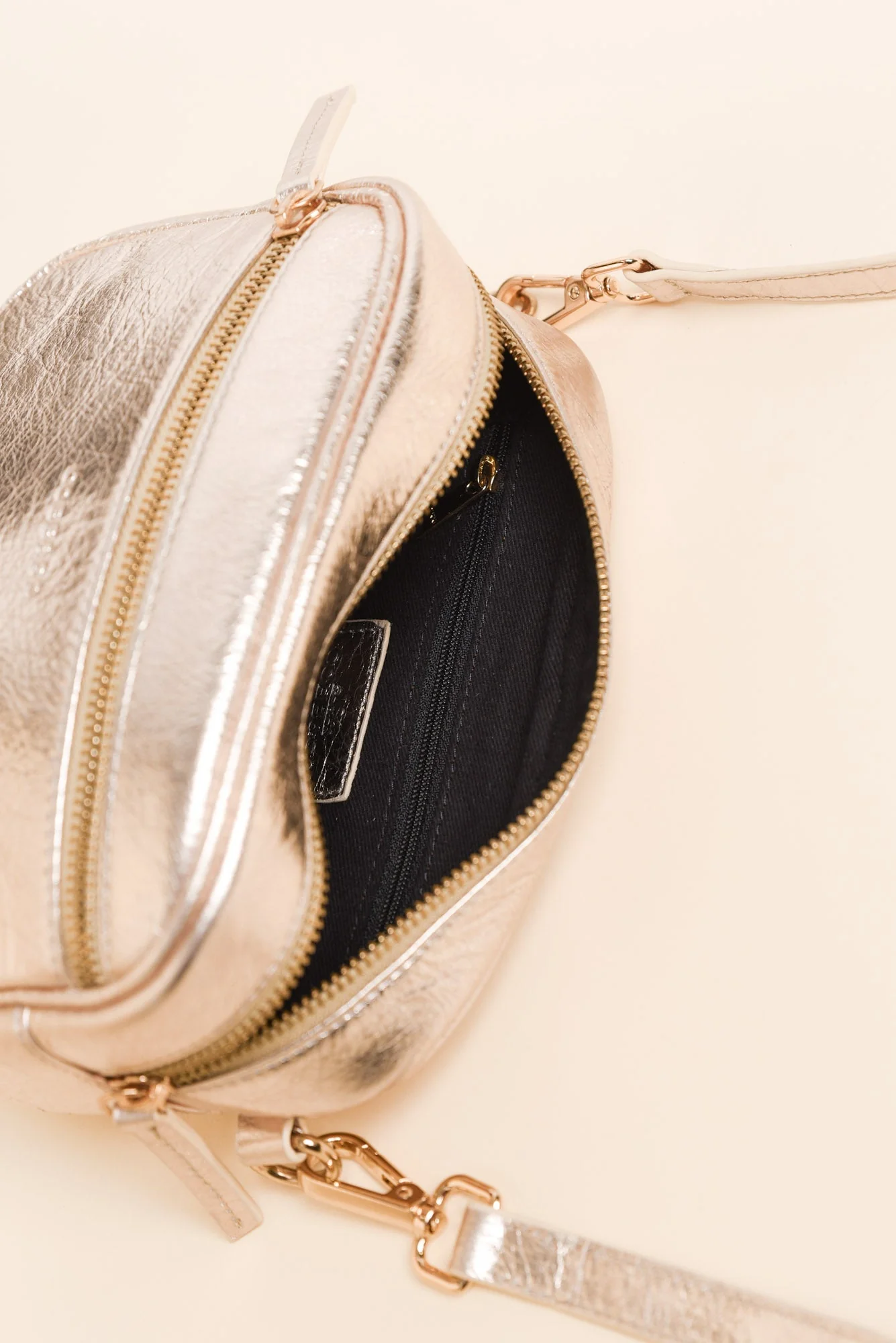 Aurora Champagne Metallic Crossbody Bag - Image 4