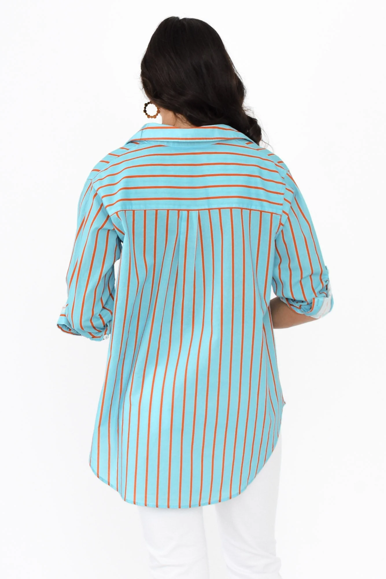 Austen Blue Stripe Cotton Shirt - Image 4