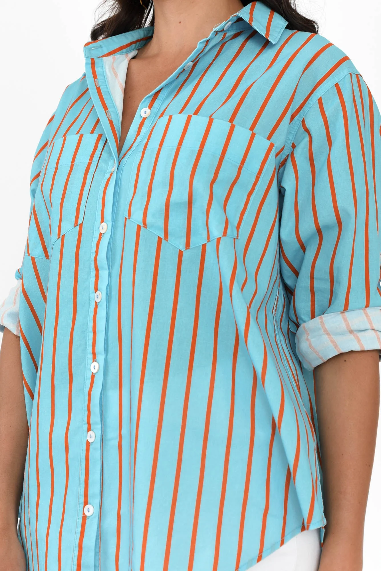 Austen Blue Stripe Cotton Shirt - Image 5
