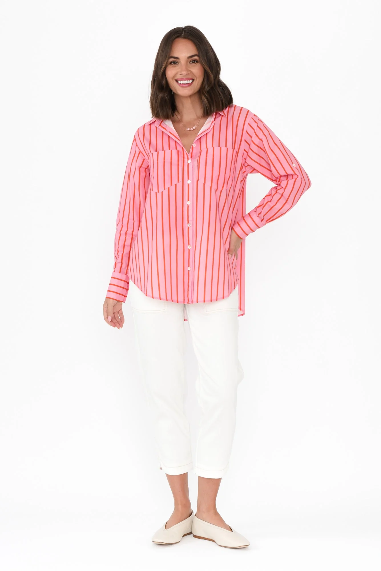 Austen Pink Stripe Cotton Shirt - Image 2