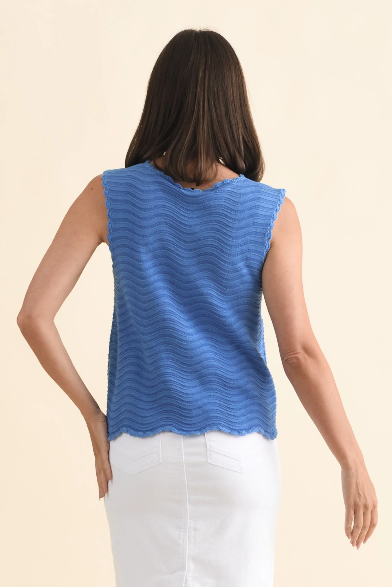 Aviva Blue Stripe Cotton Knit Tank - Image 4