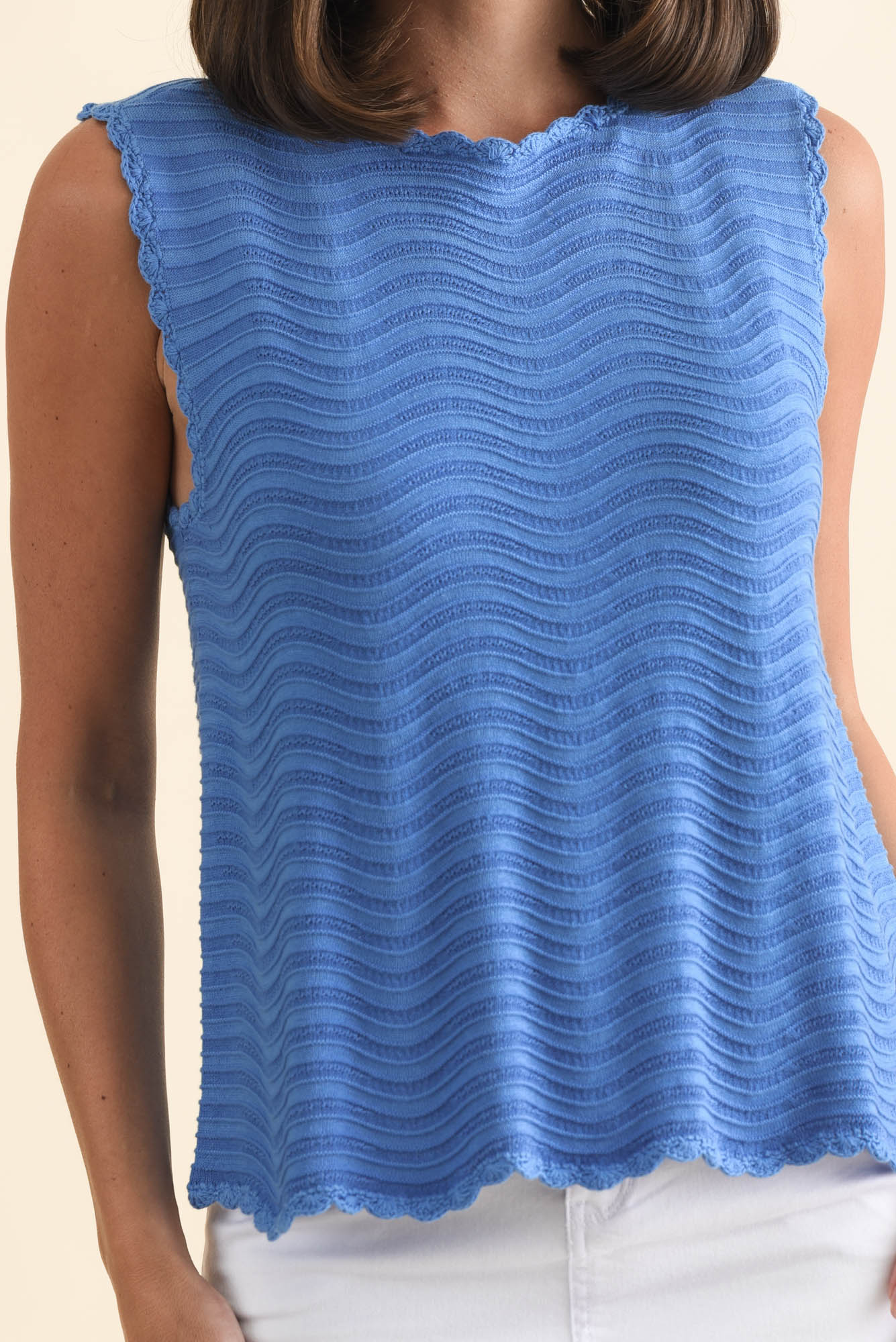 Aviva Blue Stripe Cotton Knit Tank - Image 5