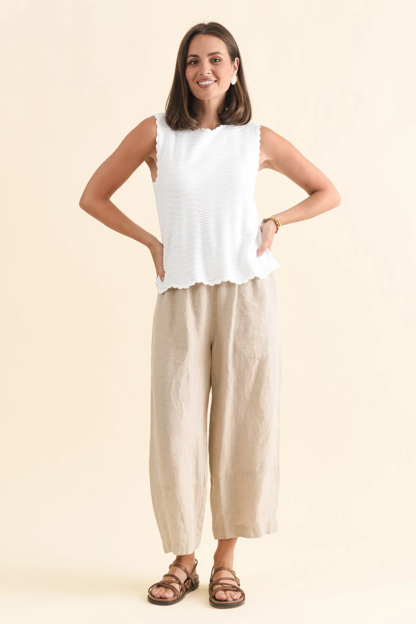 Aviva White Stripe Cotton Knit Tank - Image 2
