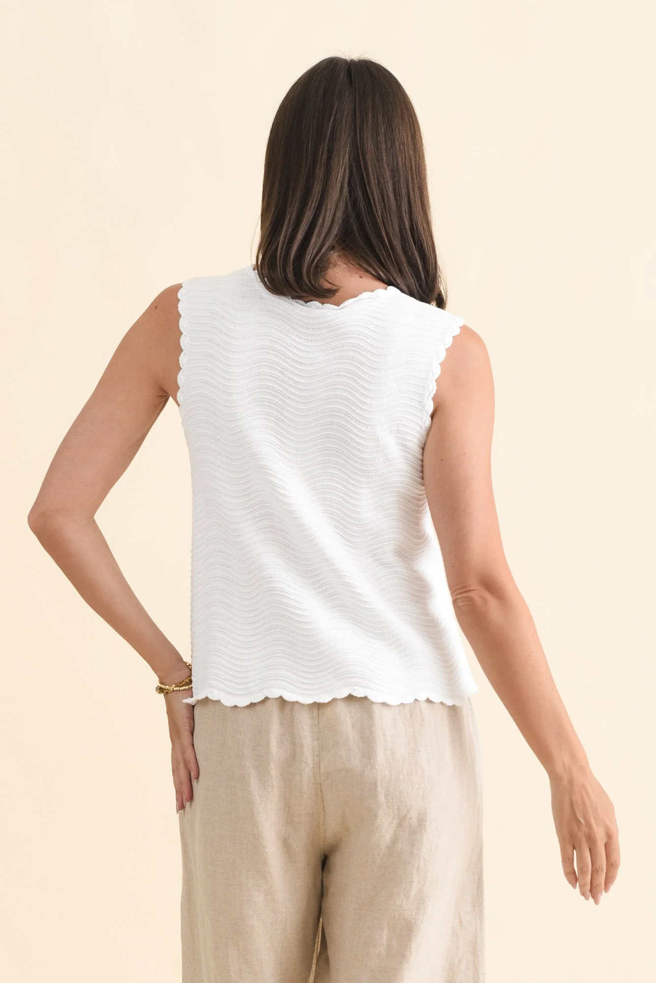 Aviva White Stripe Cotton Knit Tank - Image 4
