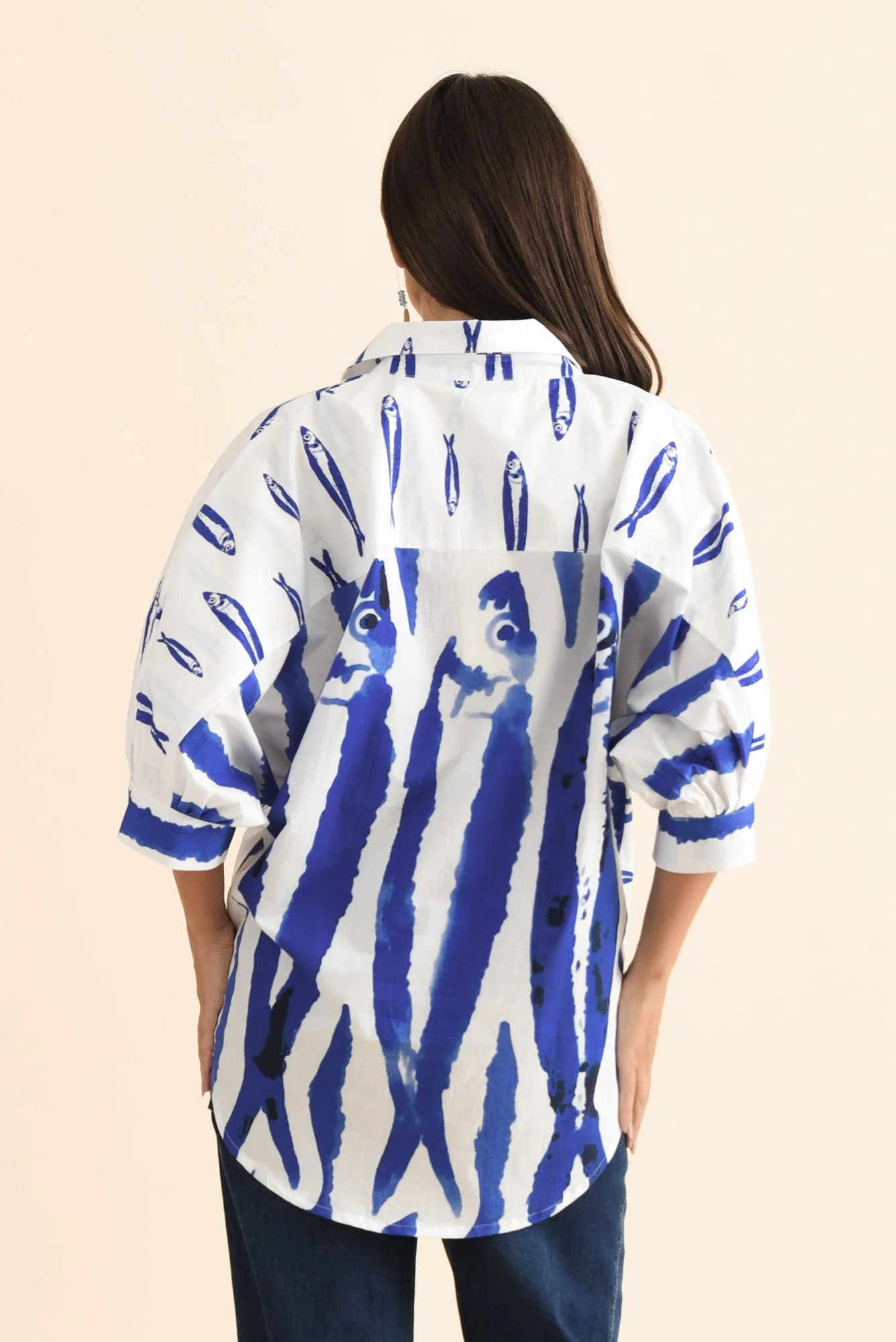 Aylan Blue Sea Cotton Shirt - Image 4