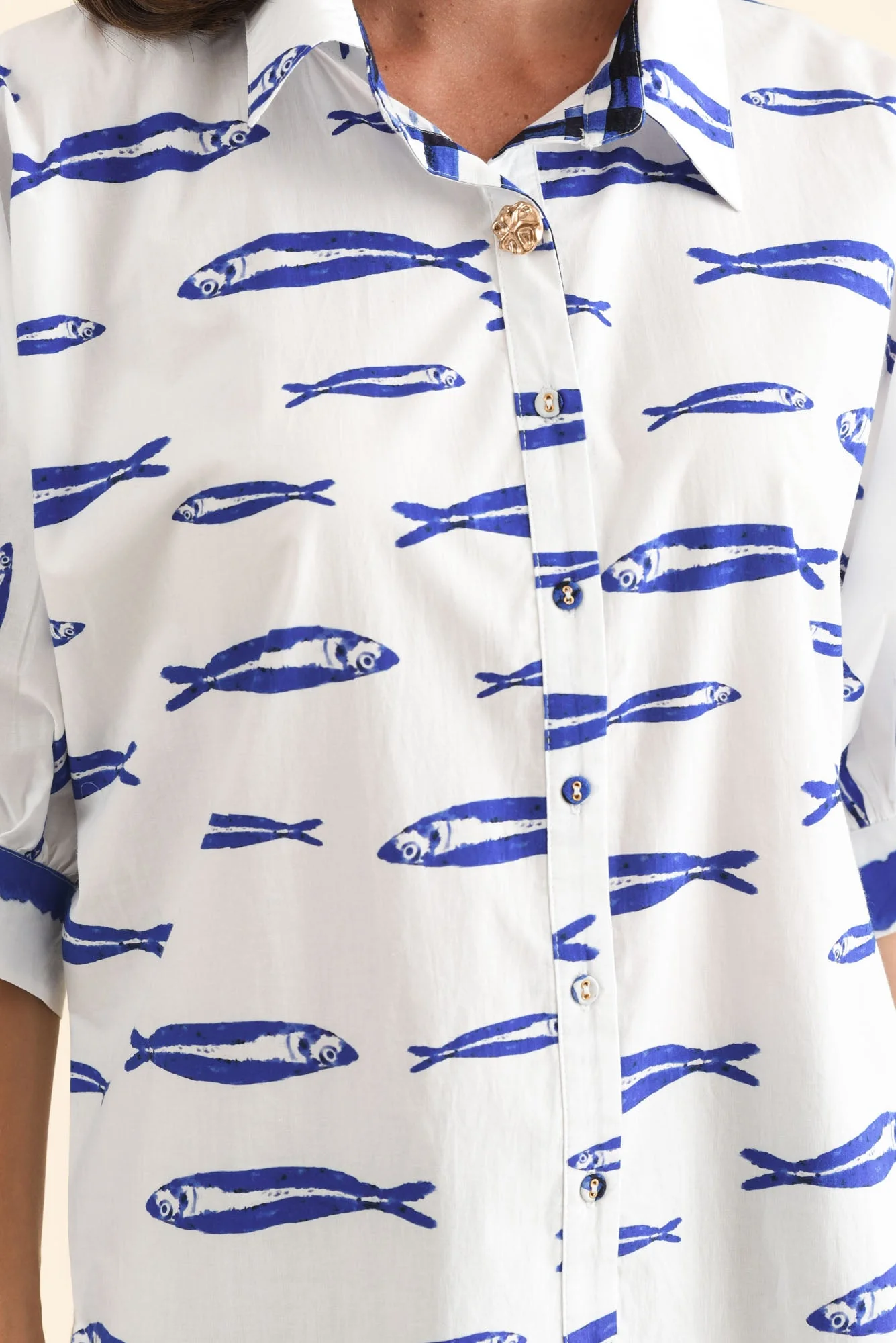 Aylan Blue Sea Cotton Shirt - Image 5