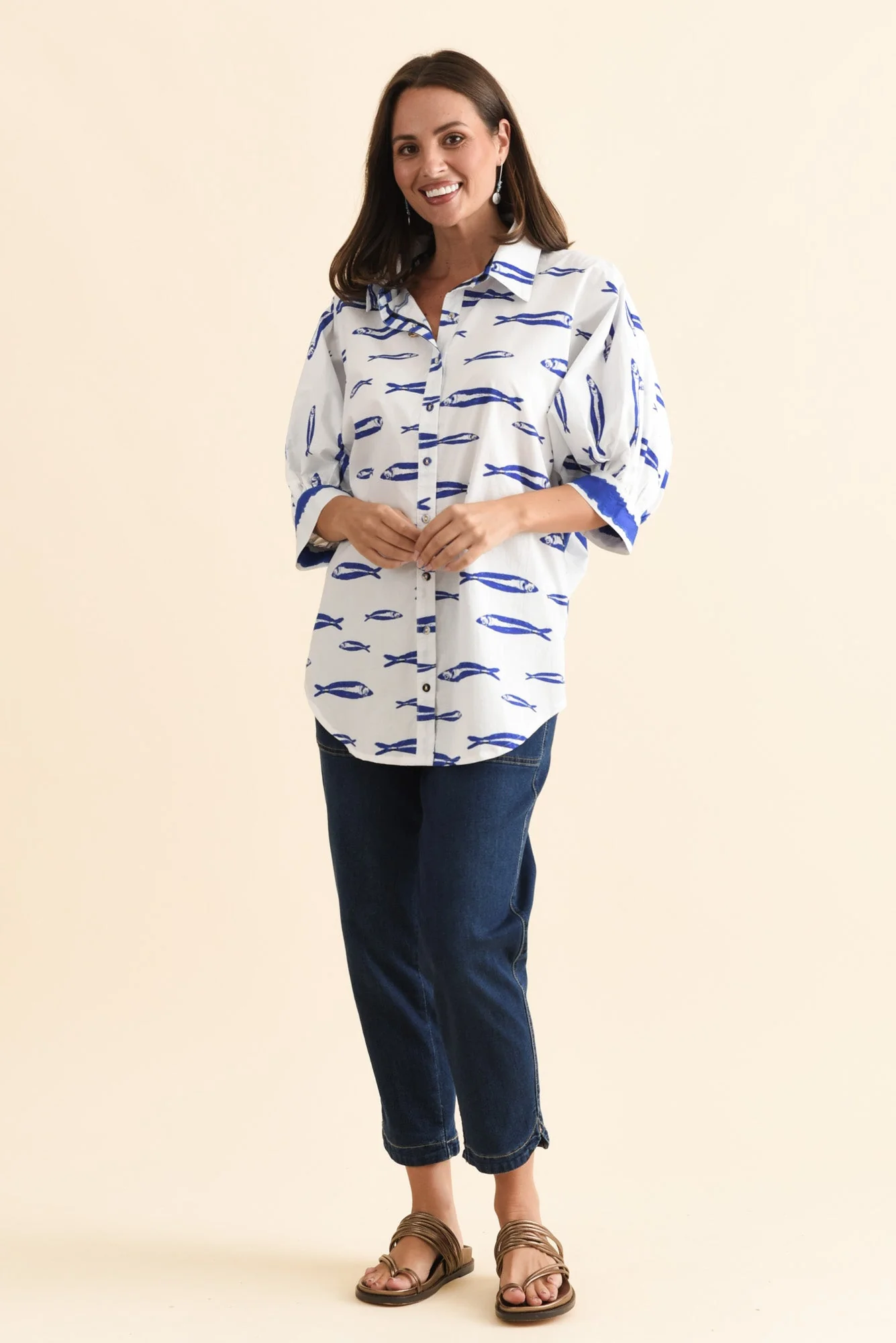 Aylan Blue Sea Cotton Shirt - Image 6