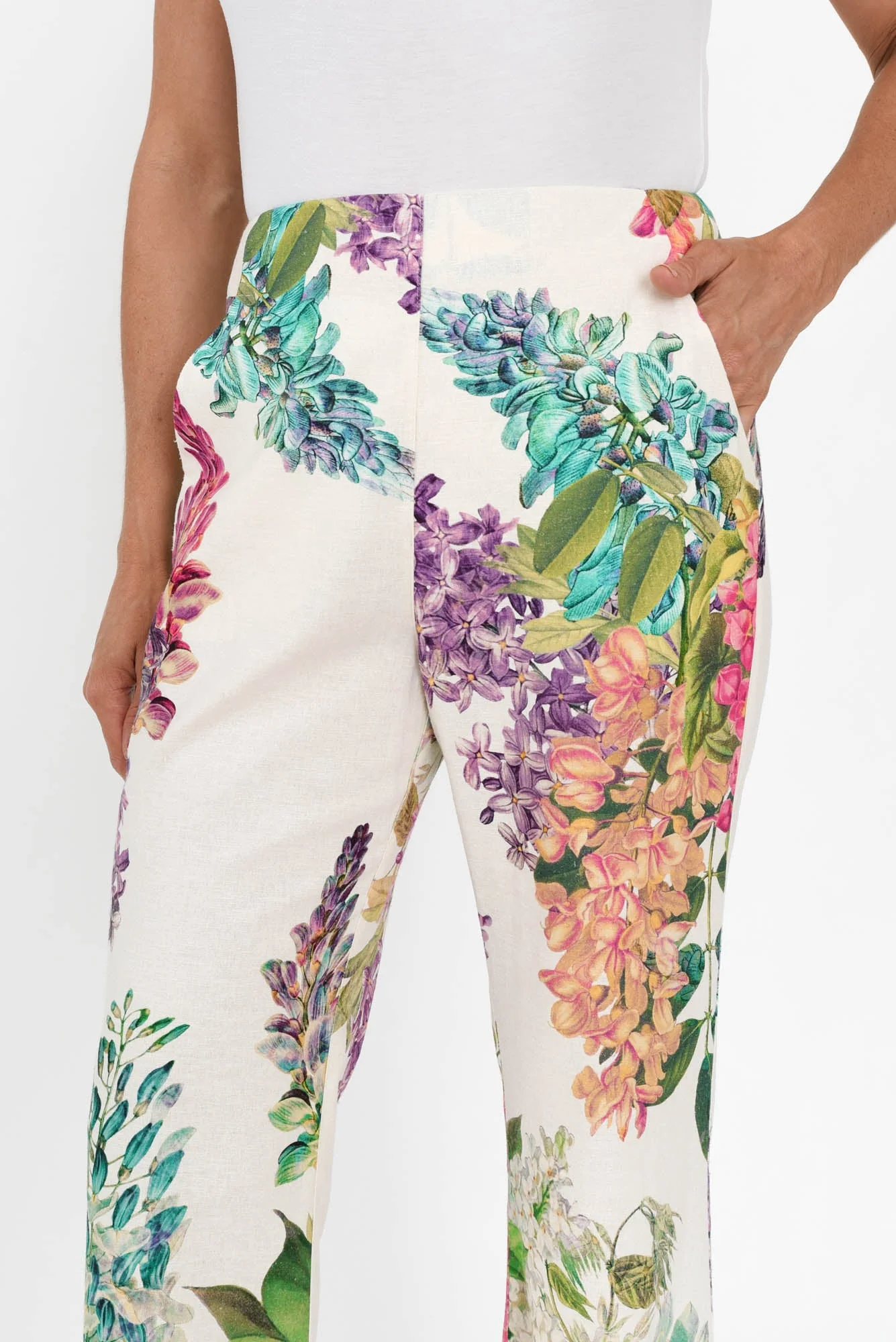 Bahia Wisteria Alba Linen Blend Pants - Image 6