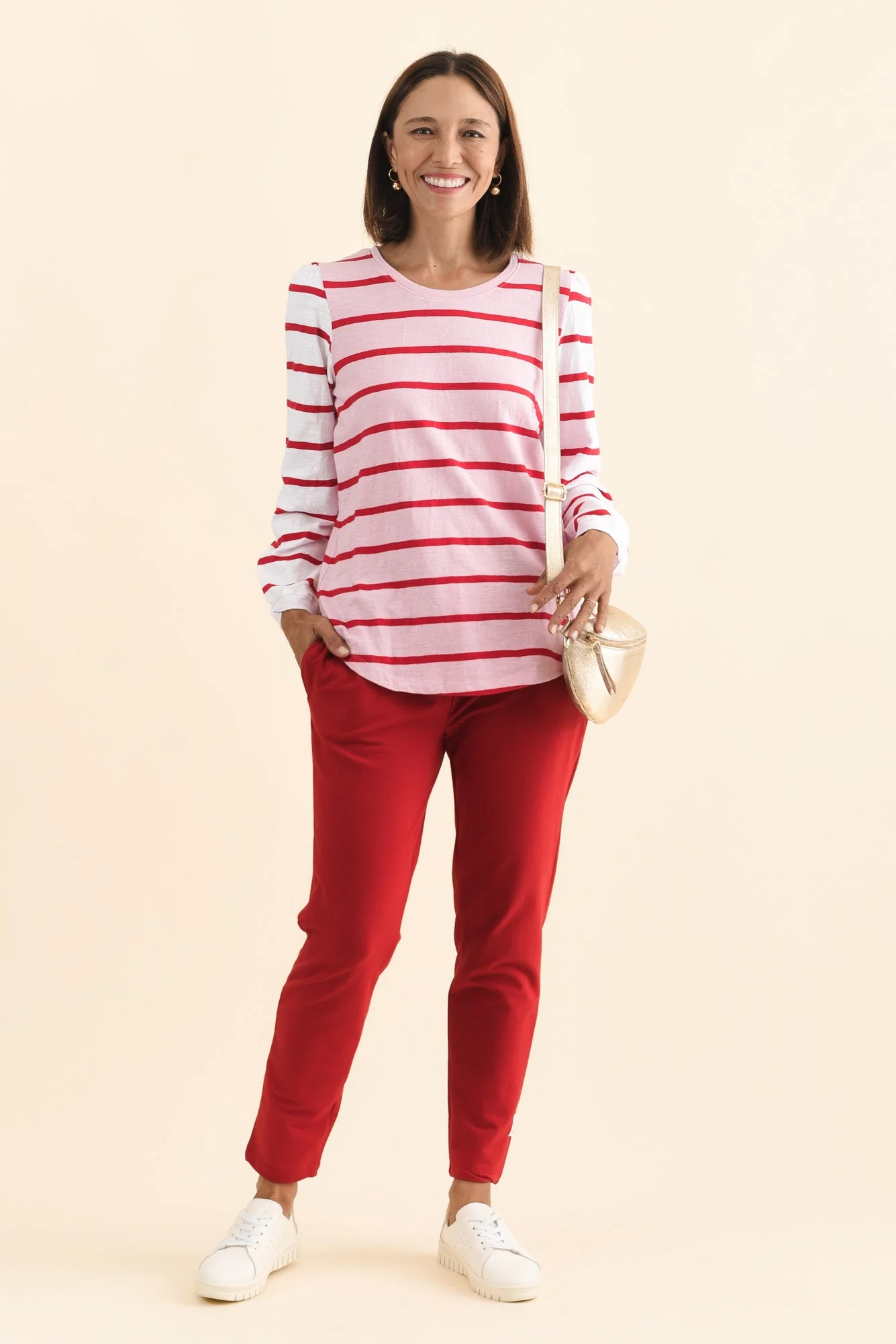 Baia Pink Stripe Cotton Long Sleeve Tee - Image 2