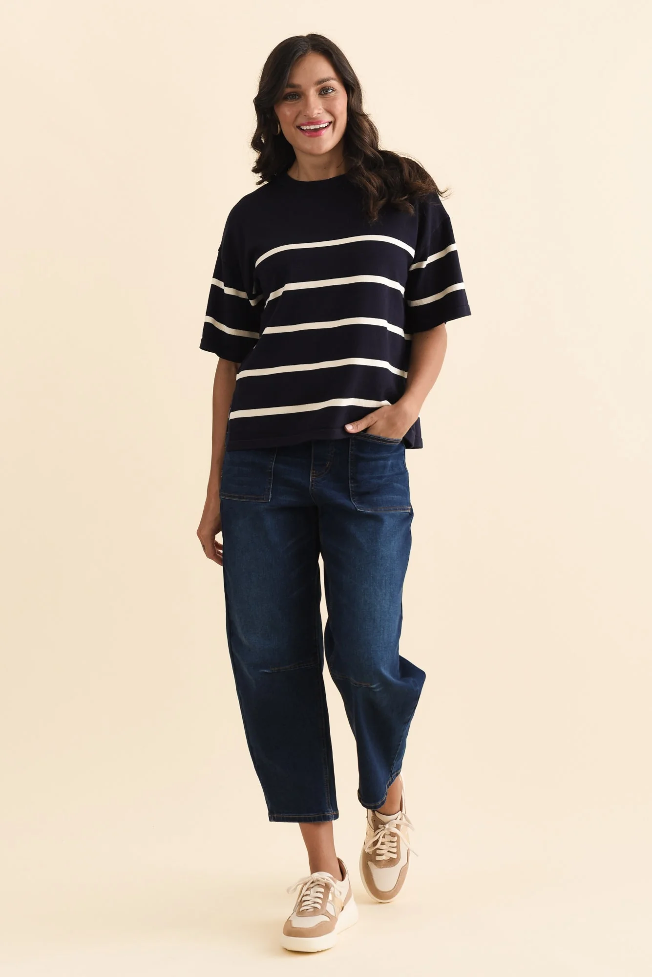 Bailey Navy Stripe Boxy Sweat - Image 6