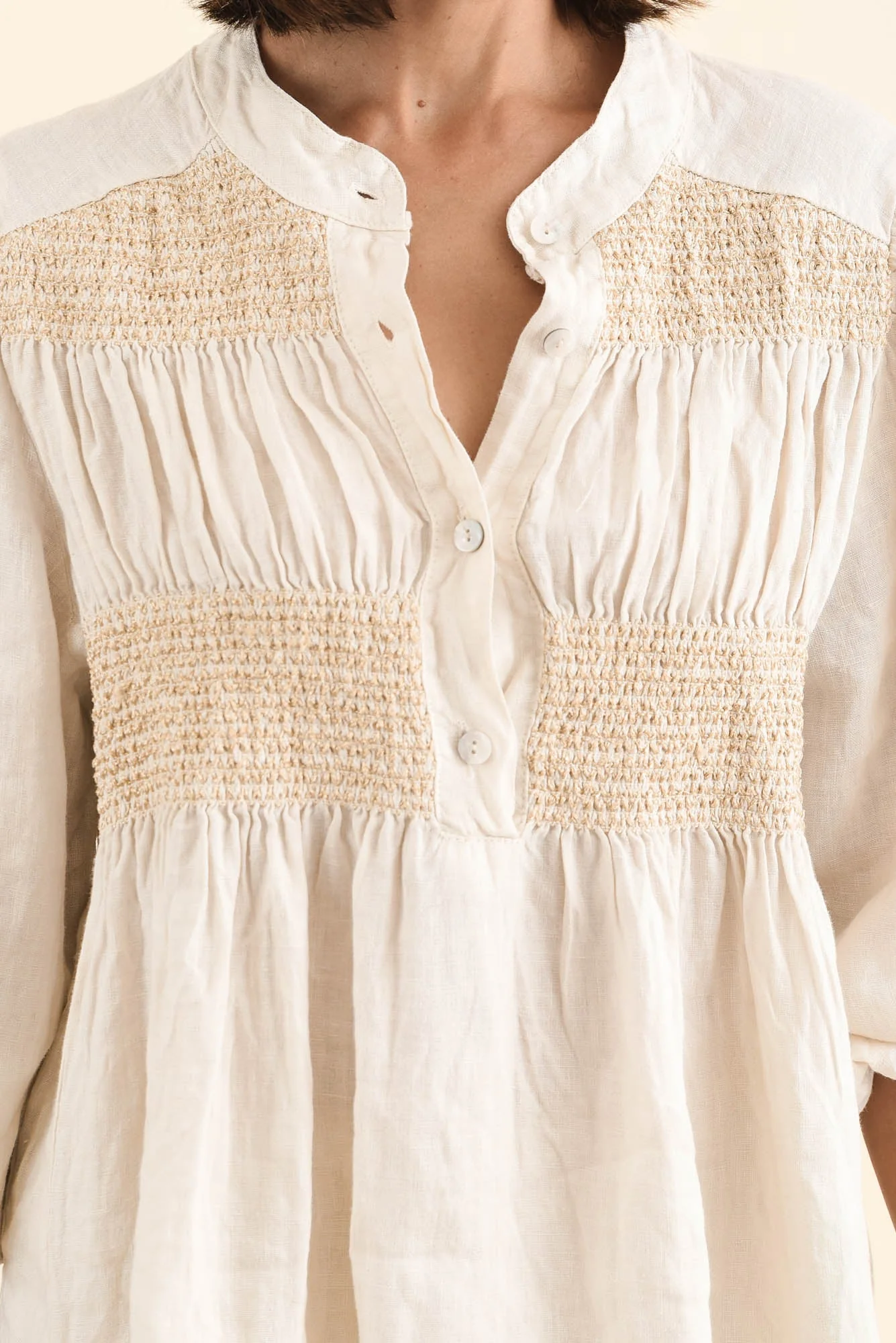 Balos Natural Linen Embellished Top - Image 5