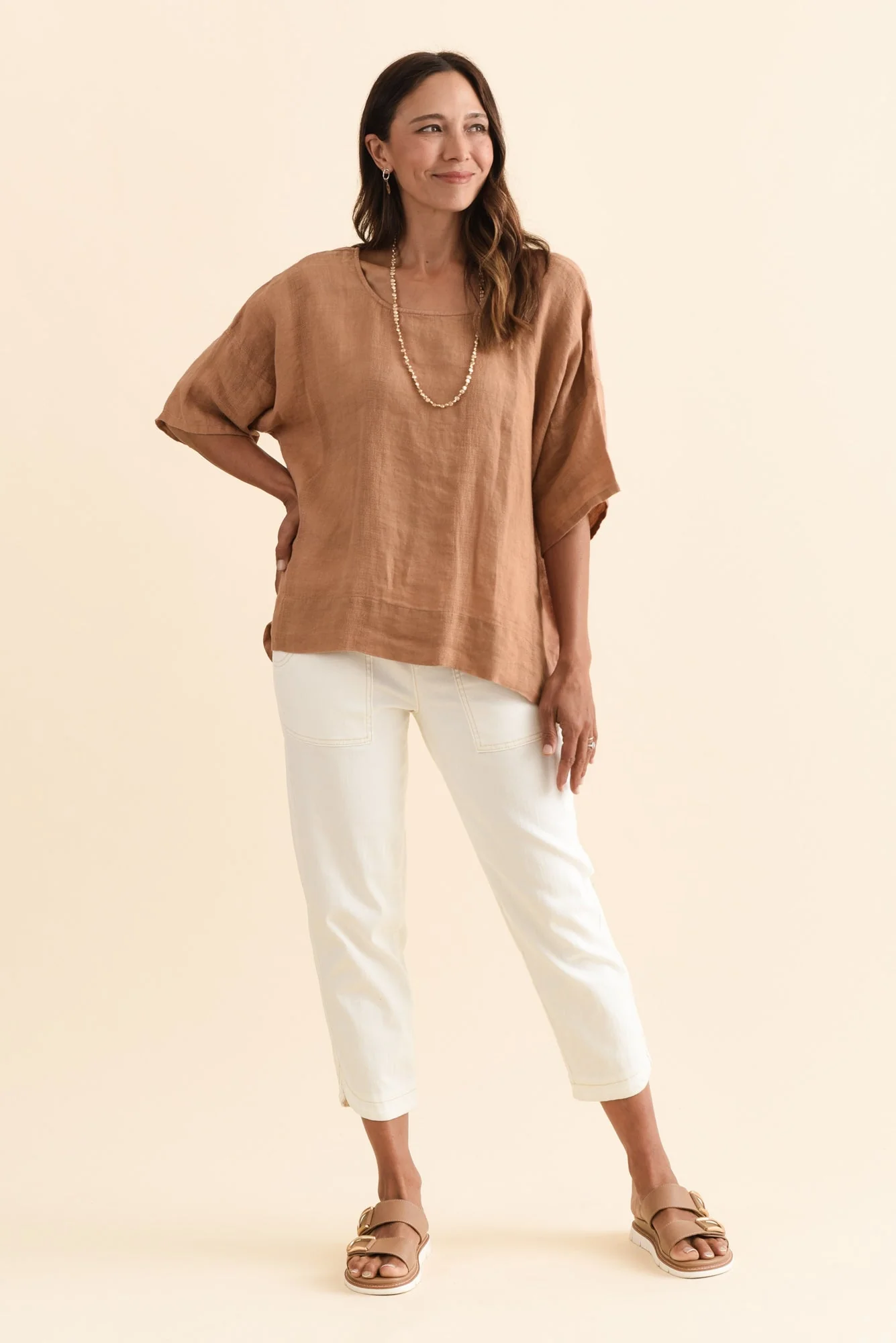Barbara Mocha Linen Top - Image 2
