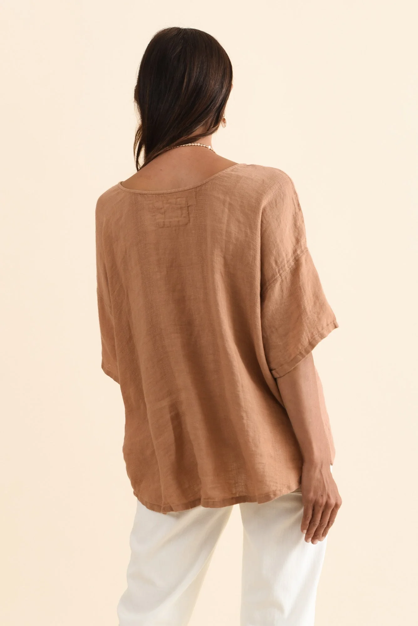 Barbara Mocha Linen Top - Image 4
