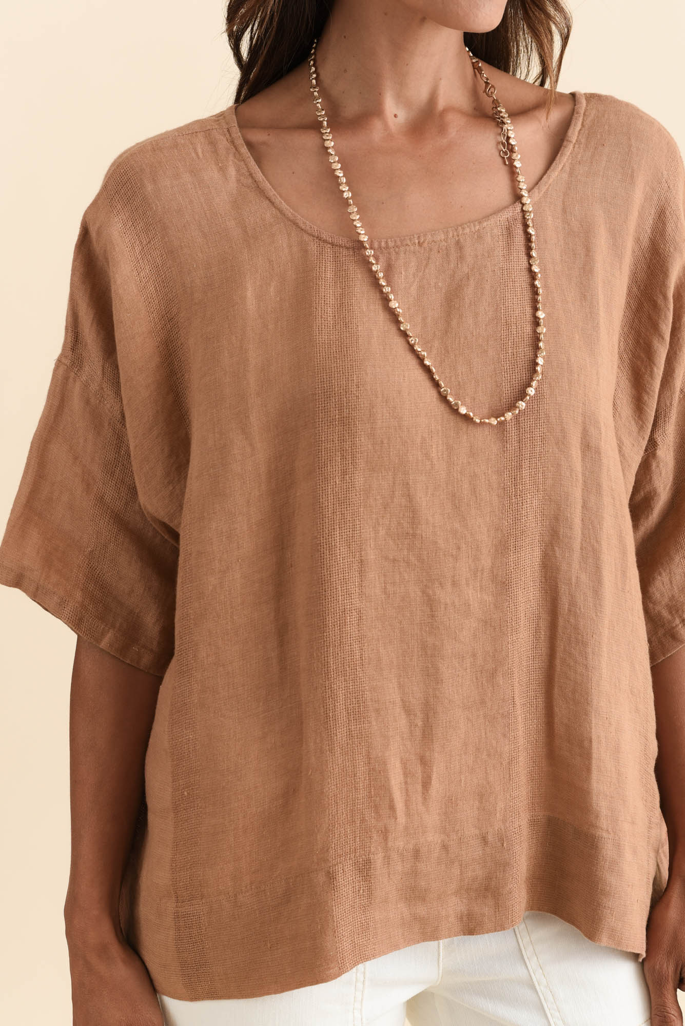 Barbara Mocha Linen Top - Image 5