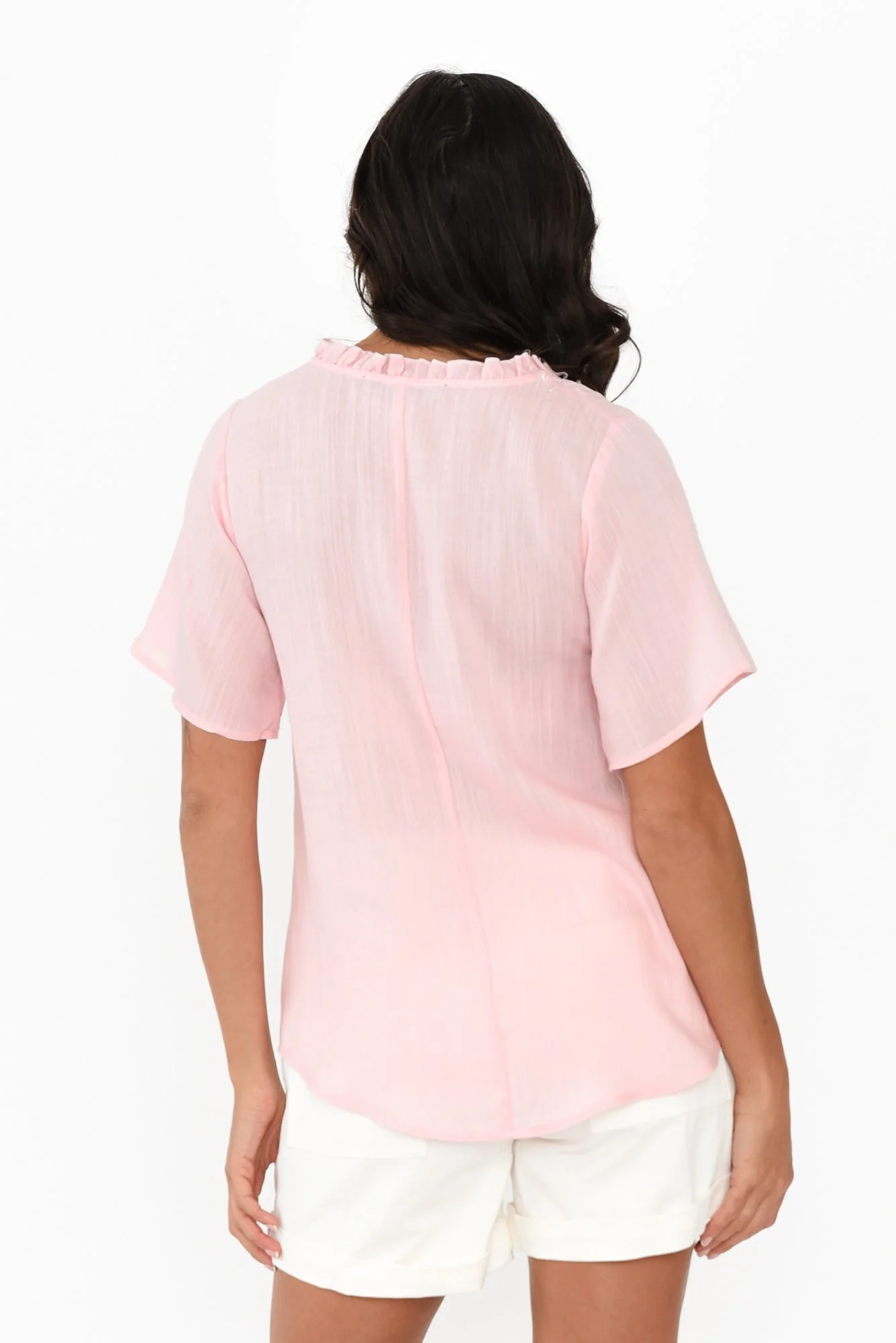Bari Blush Linen Button Top - Image 4