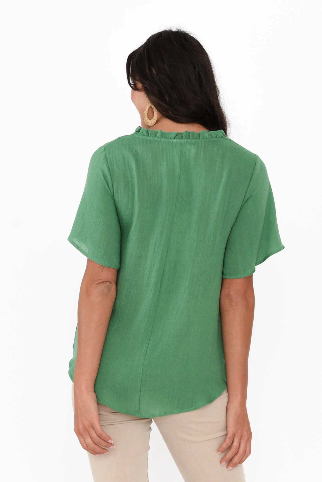 Bari Green Linen Button Top - Image 4