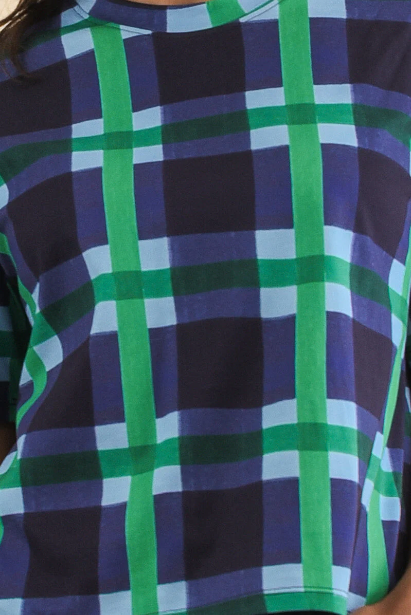 Bari Navy Check Cotton Tee - Image 5