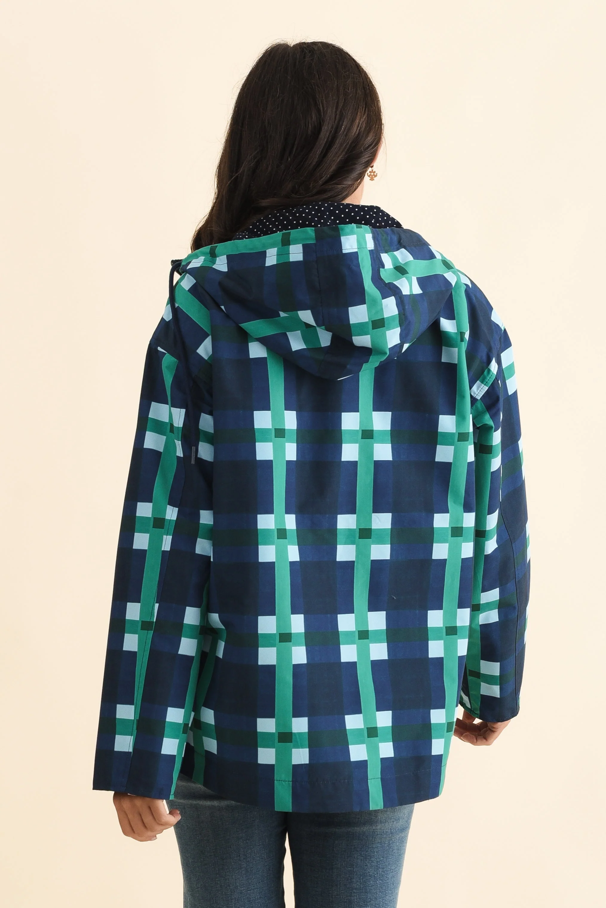 Bari Navy Check Raincoat - Image 4