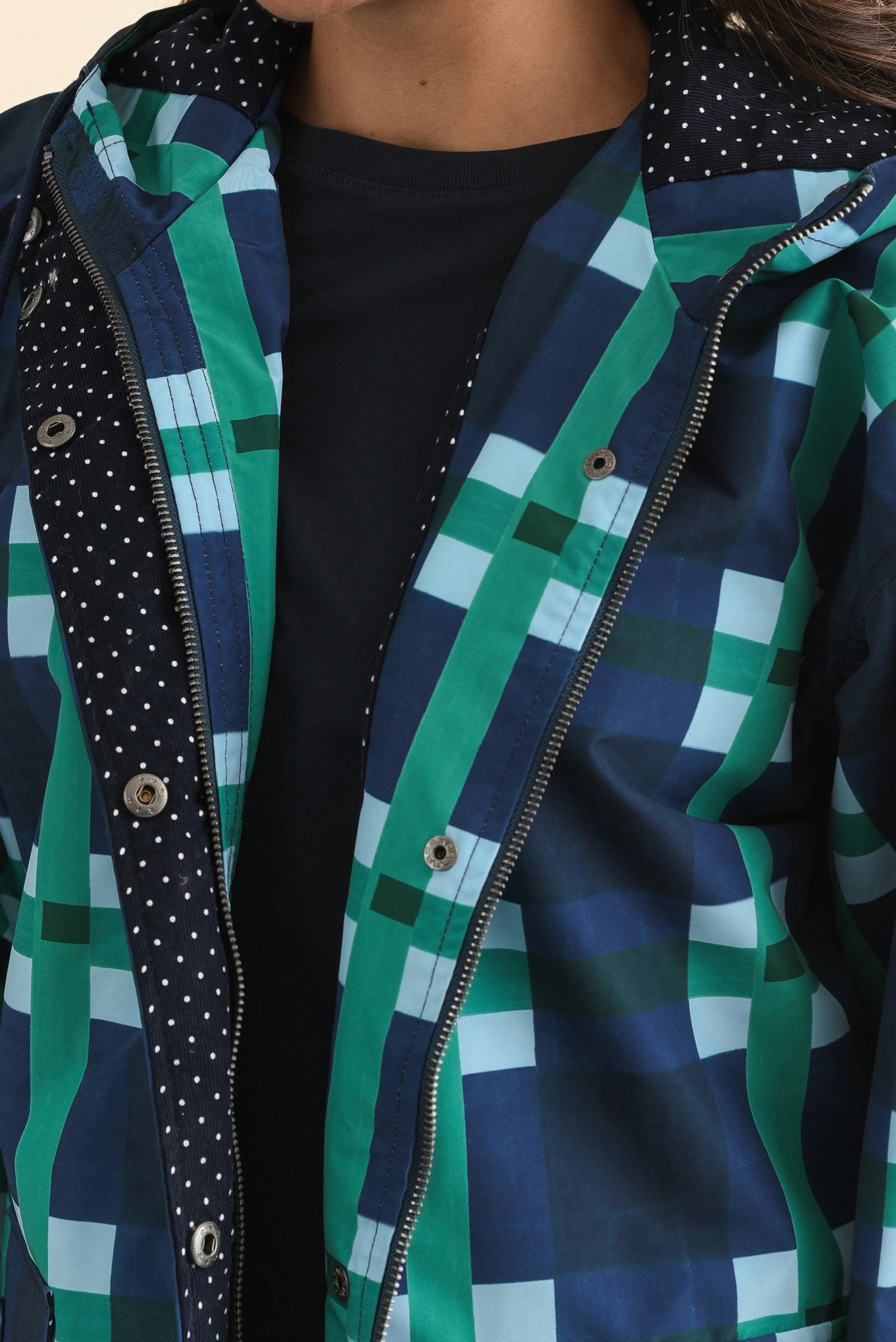 Bari Navy Check Raincoat - Image 5