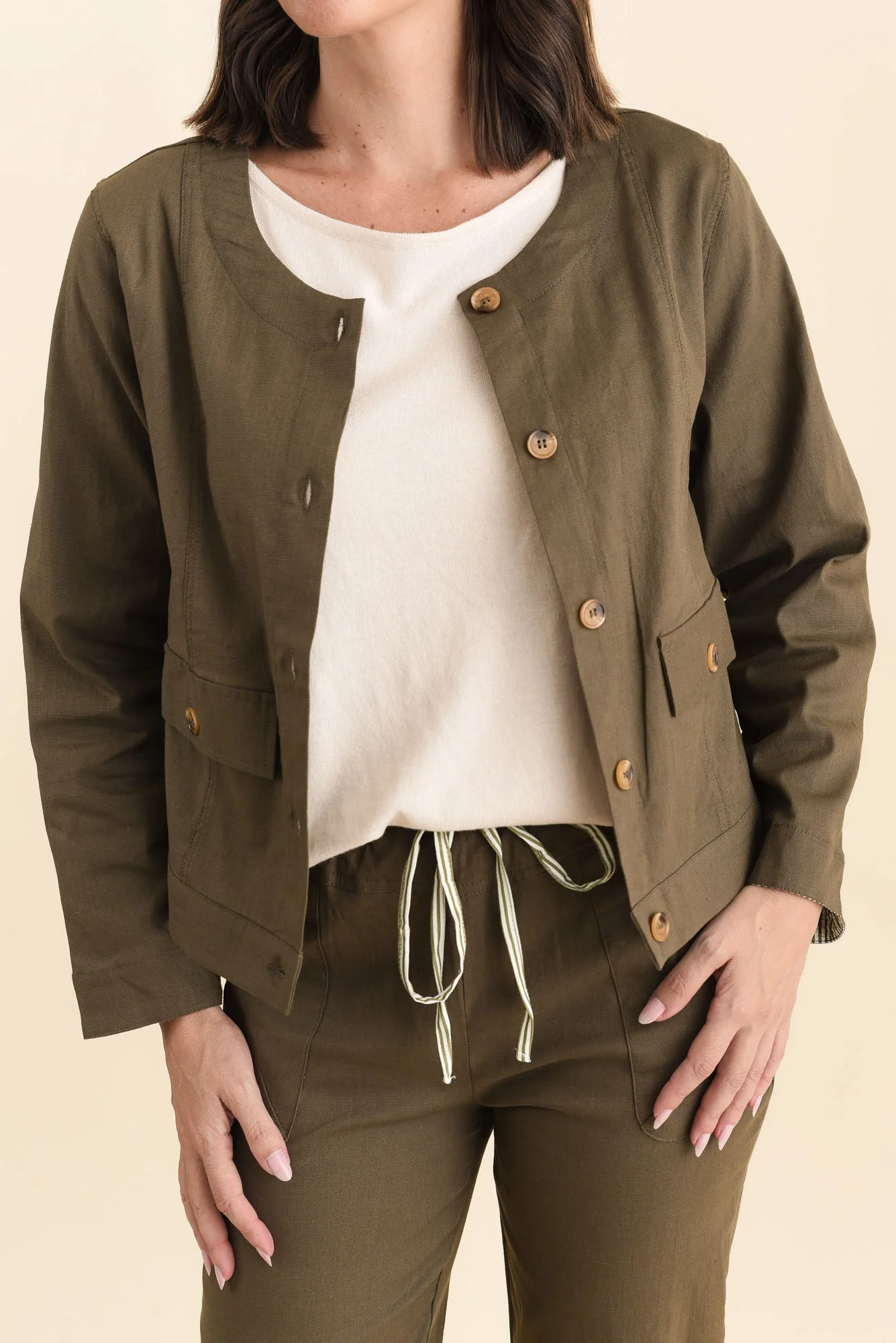 Barney Khaki Linen Blend Jacket - Image 5