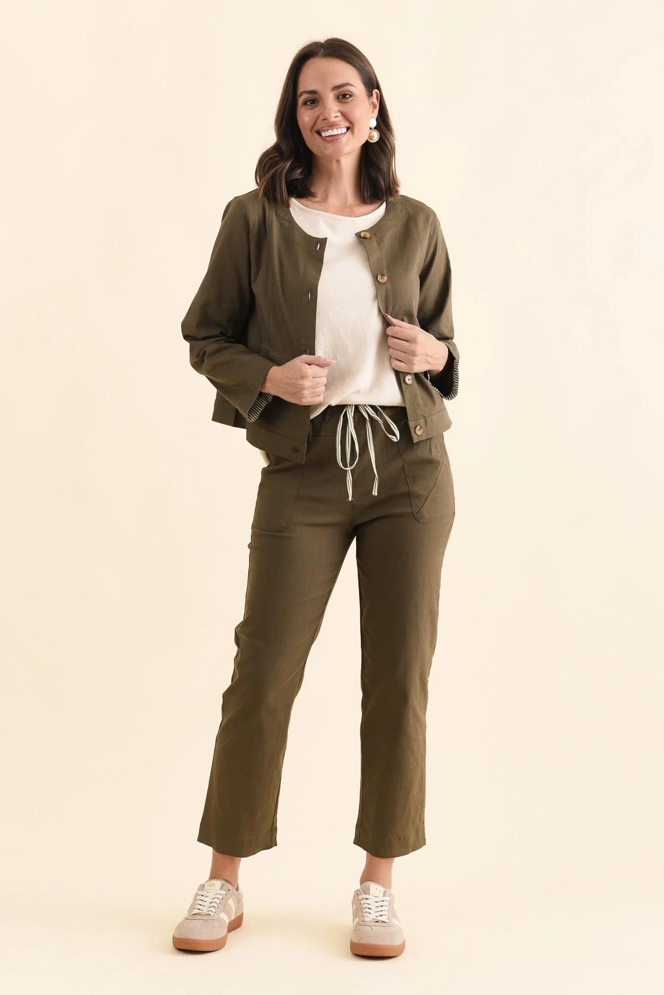 Barney Khaki Linen Blend Jacket - Image 6