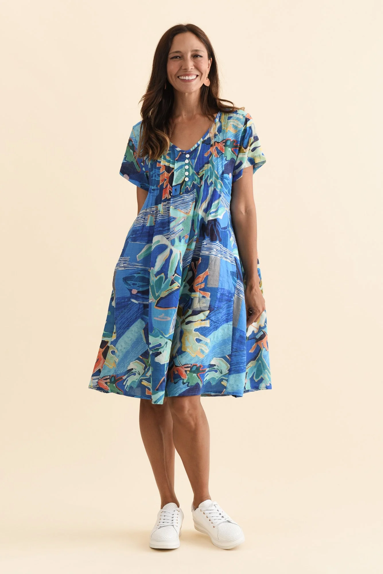 Barry Blue Coastal Cotton Button Dress - Image 2