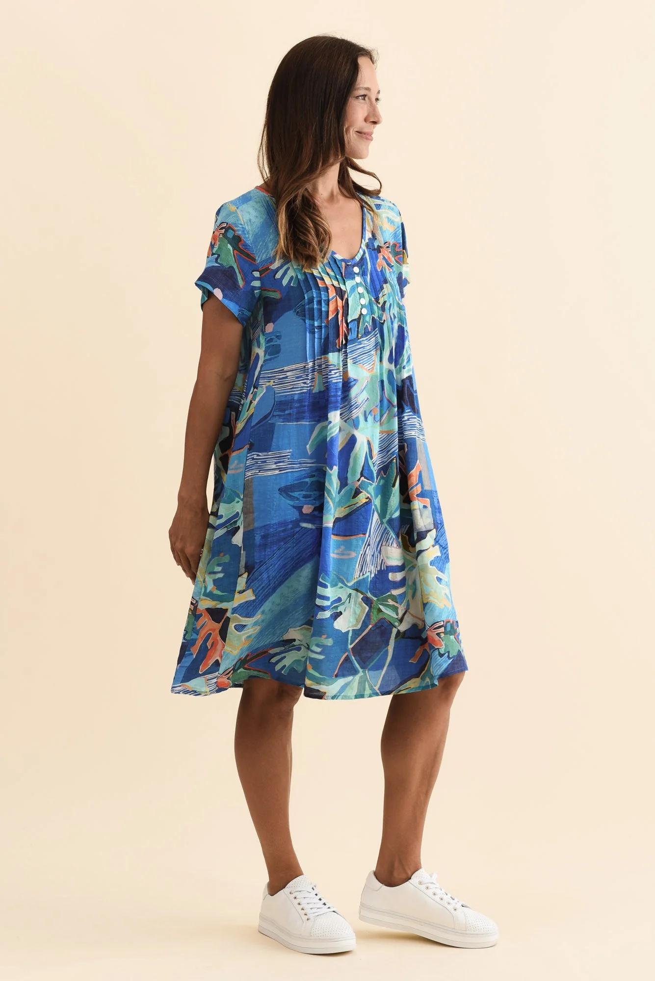 Barry Blue Coastal Cotton Button Dress - Image 3