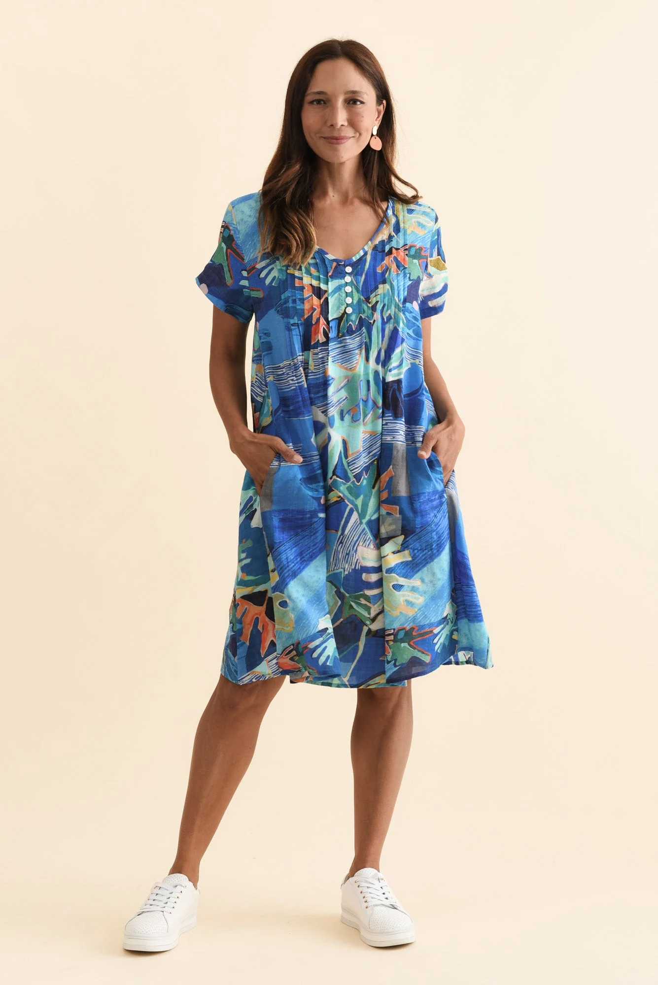 Barry Blue Coastal Cotton Button Dress - Image 6