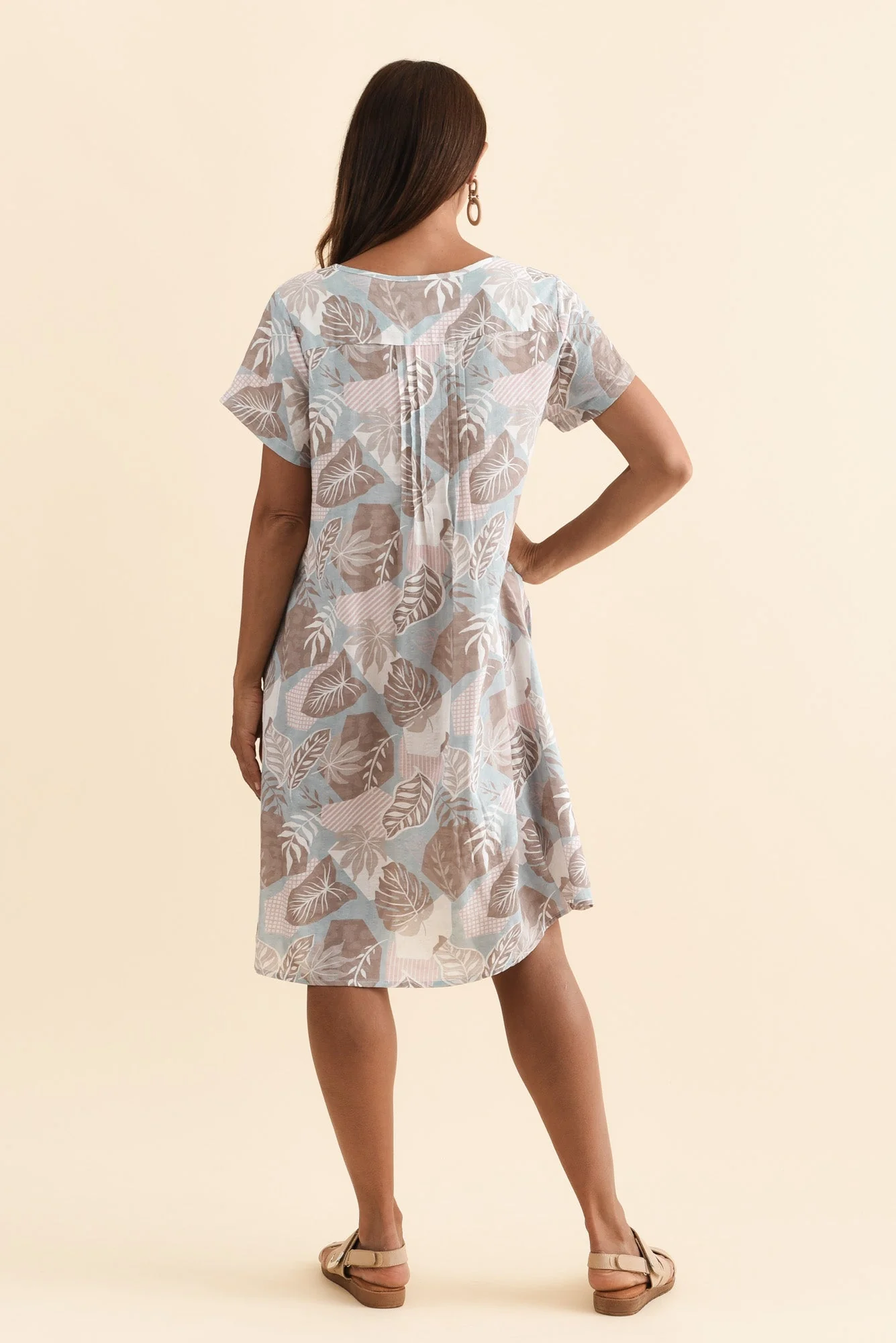 Barry Blue Leaf Cotton Button Dress - Image 4