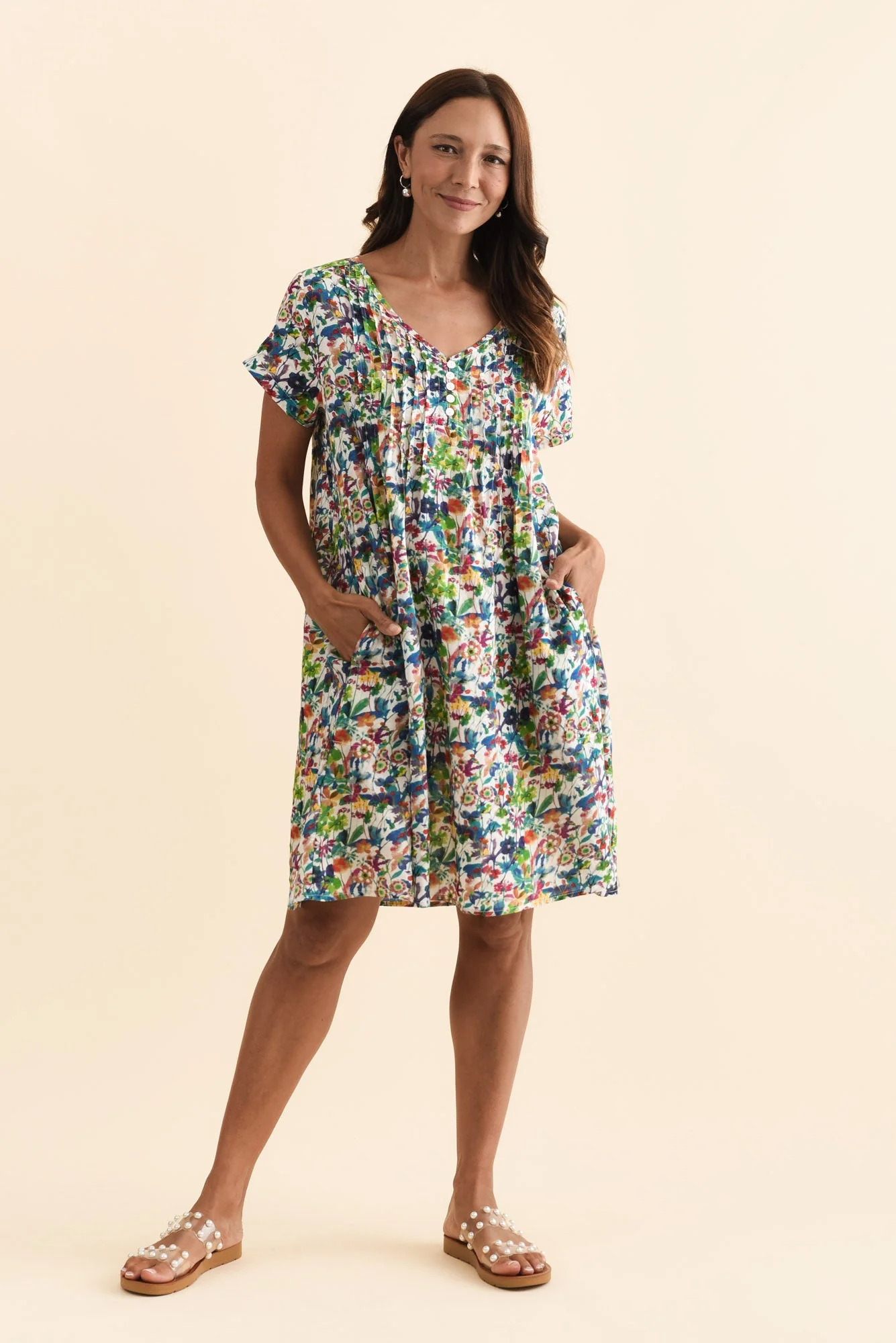 Barry Green Floral Cotton Button Dress - Image 2