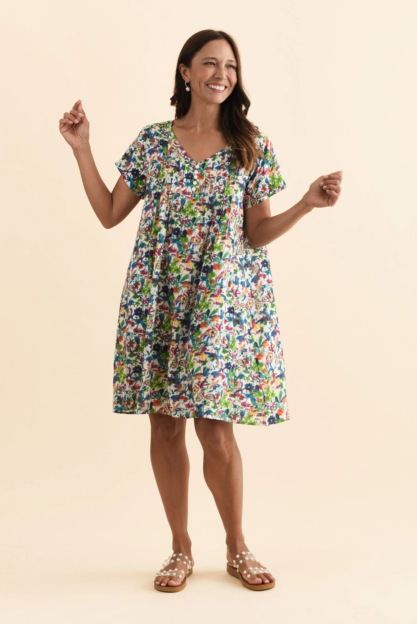Barry Green Floral Cotton Button Dress - Image 3