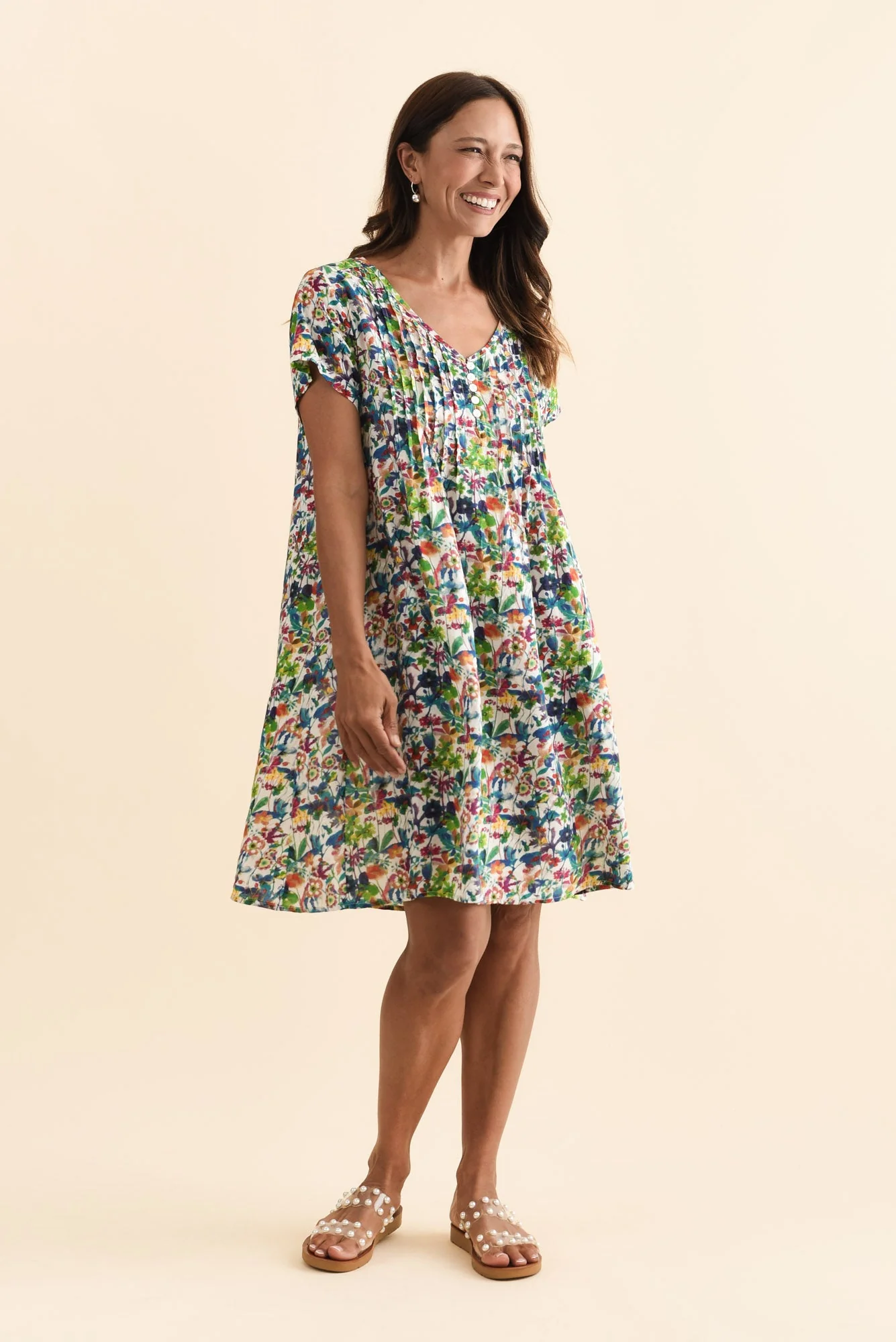 Barry Green Floral Cotton Button Dress - Image 7