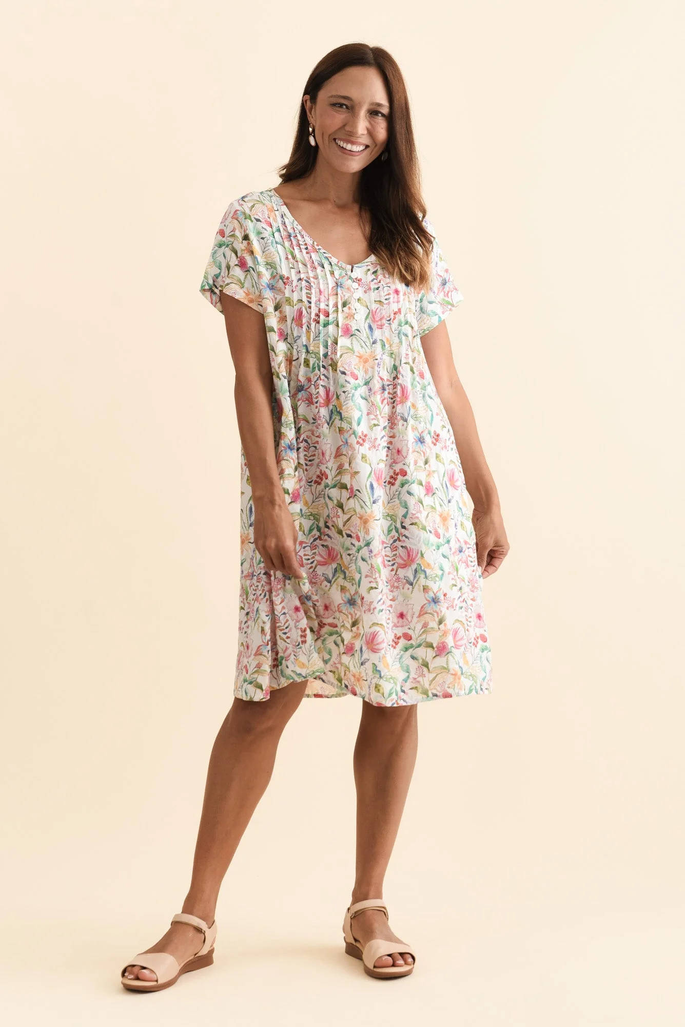 Barry Pink Floral Cotton Button Dress - Image 2