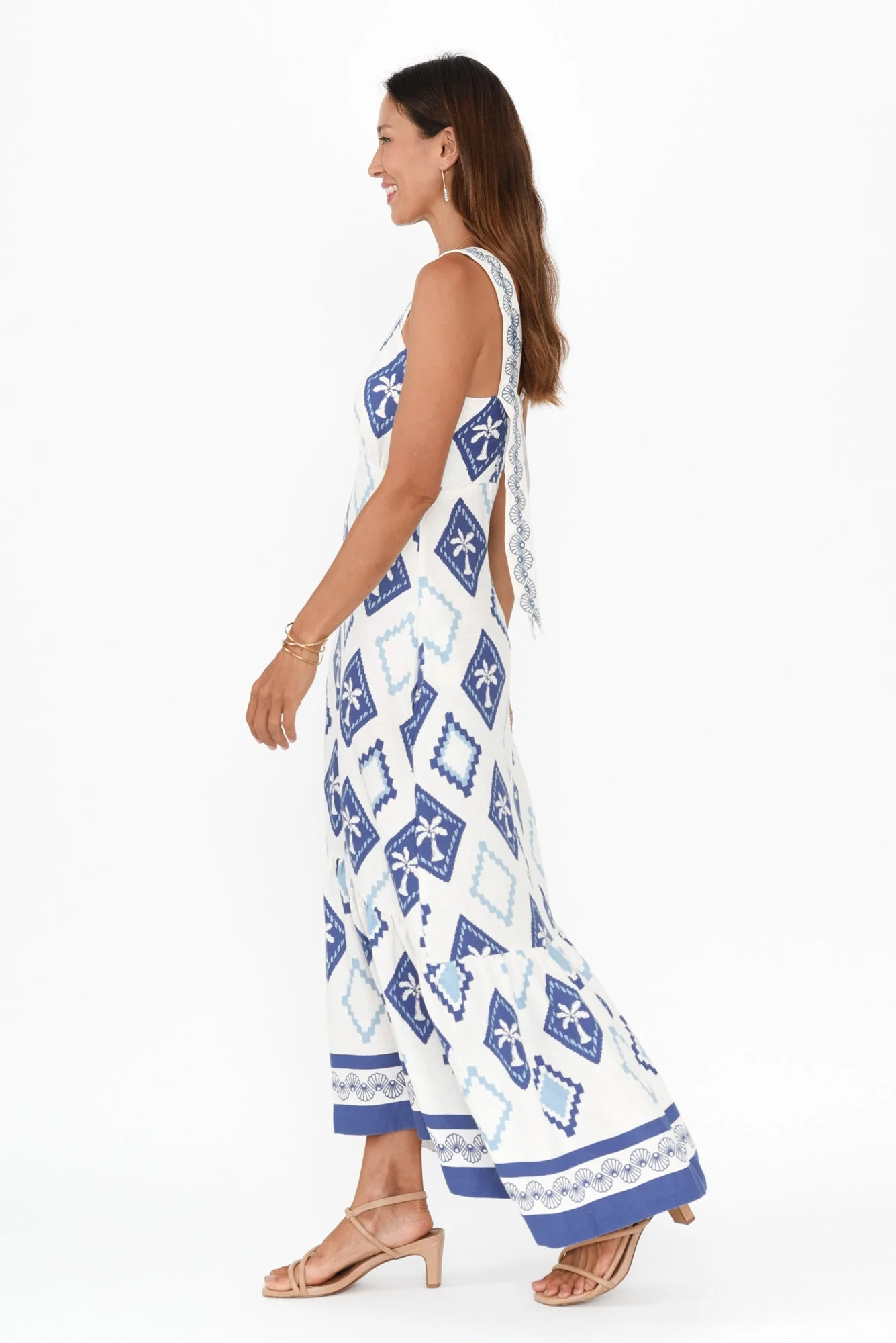 Bateau Blue Palm Linen Dress - Image 3
