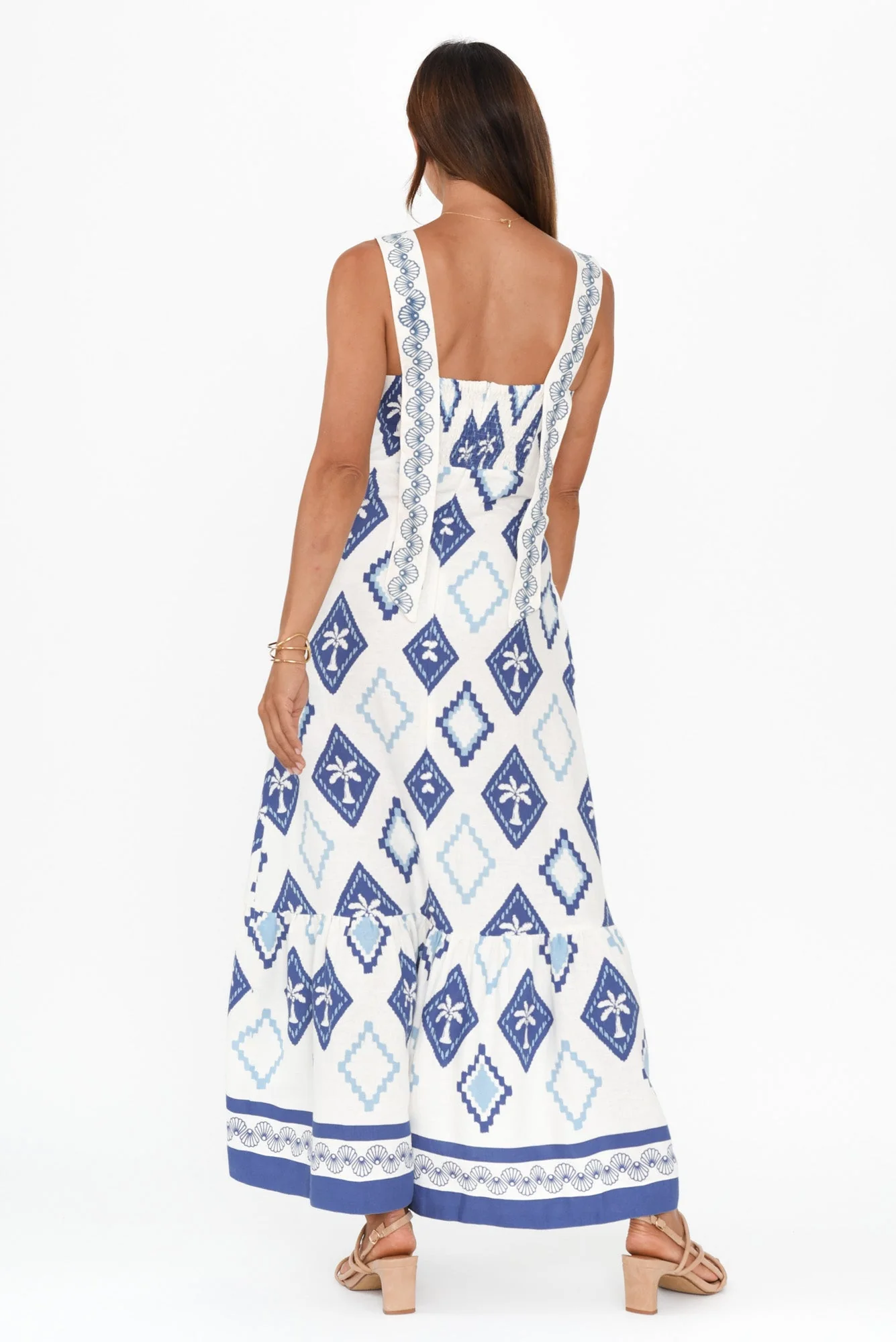 Bateau Blue Palm Linen Dress - Image 4